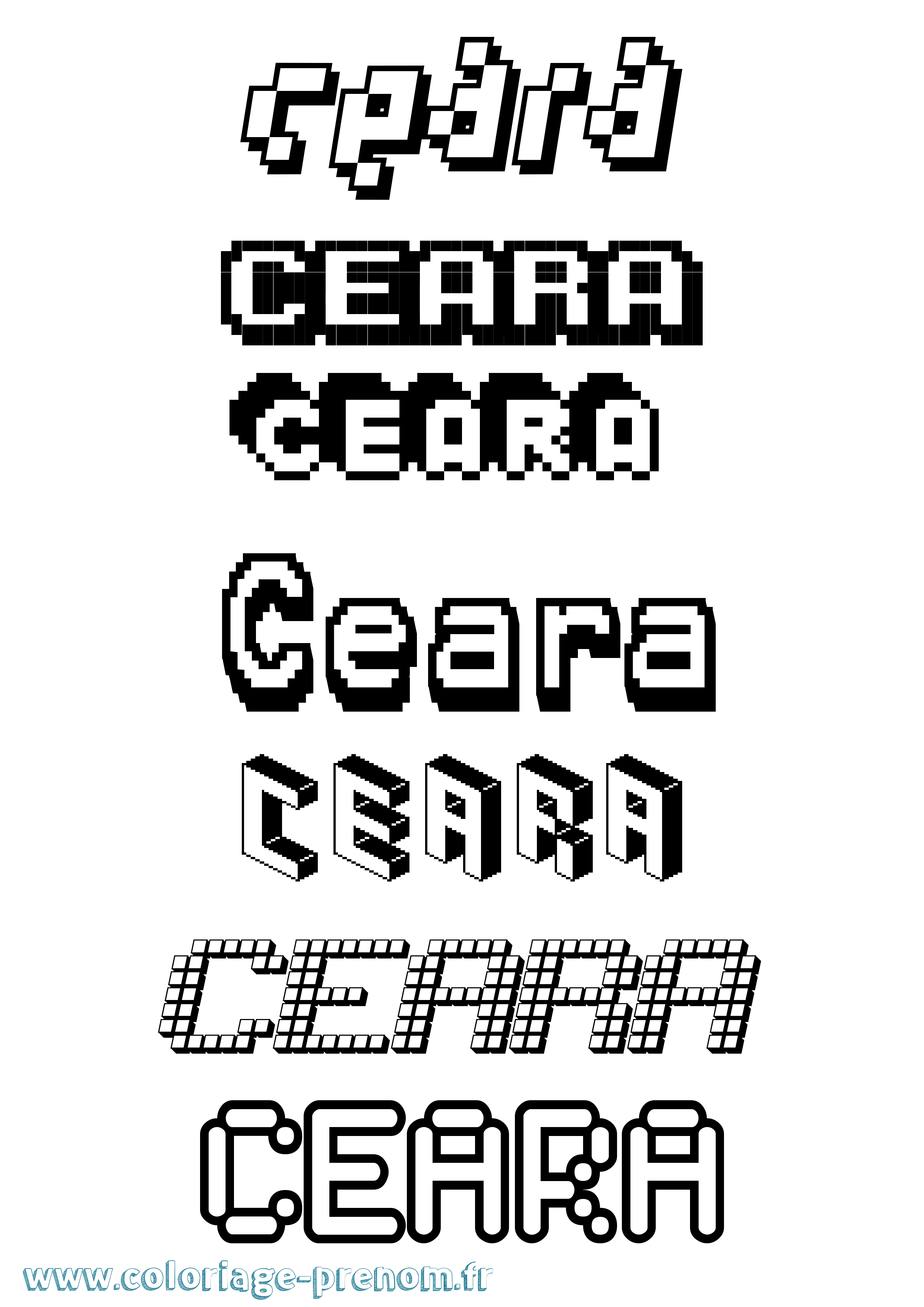 Coloriage prénom Ceara Pixel