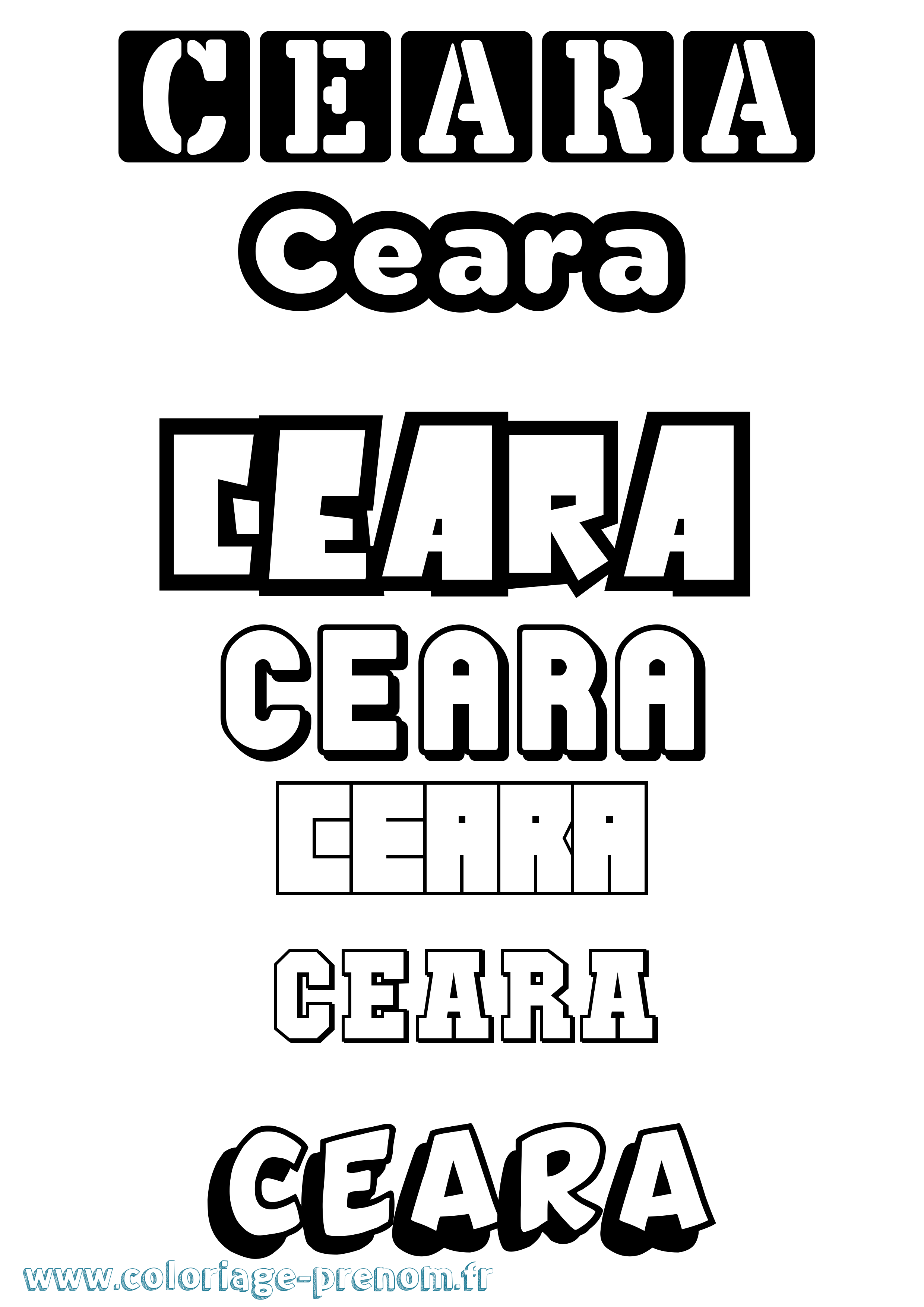 Coloriage prénom Ceara Simple