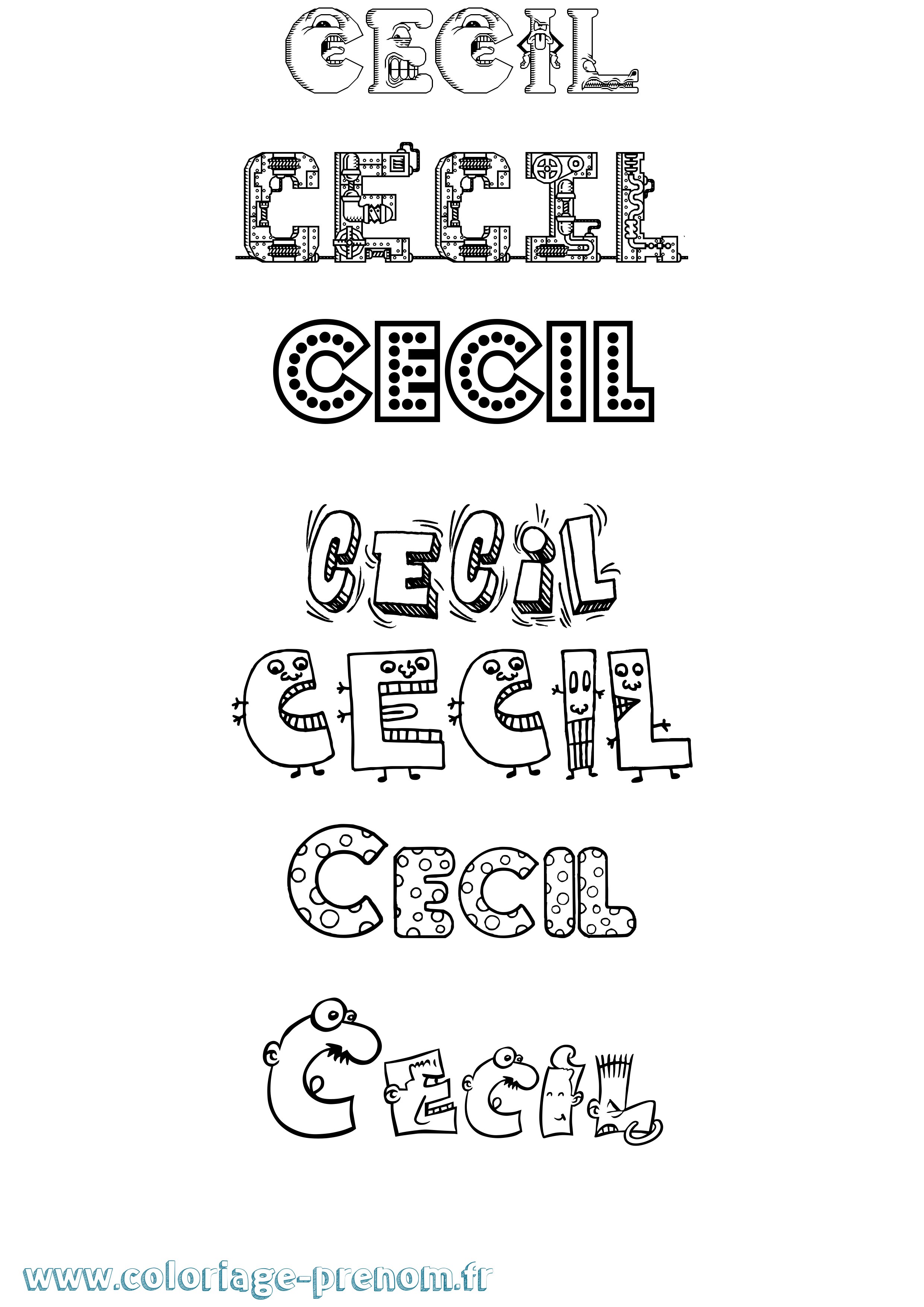 Coloriage prénom Cecil Fun