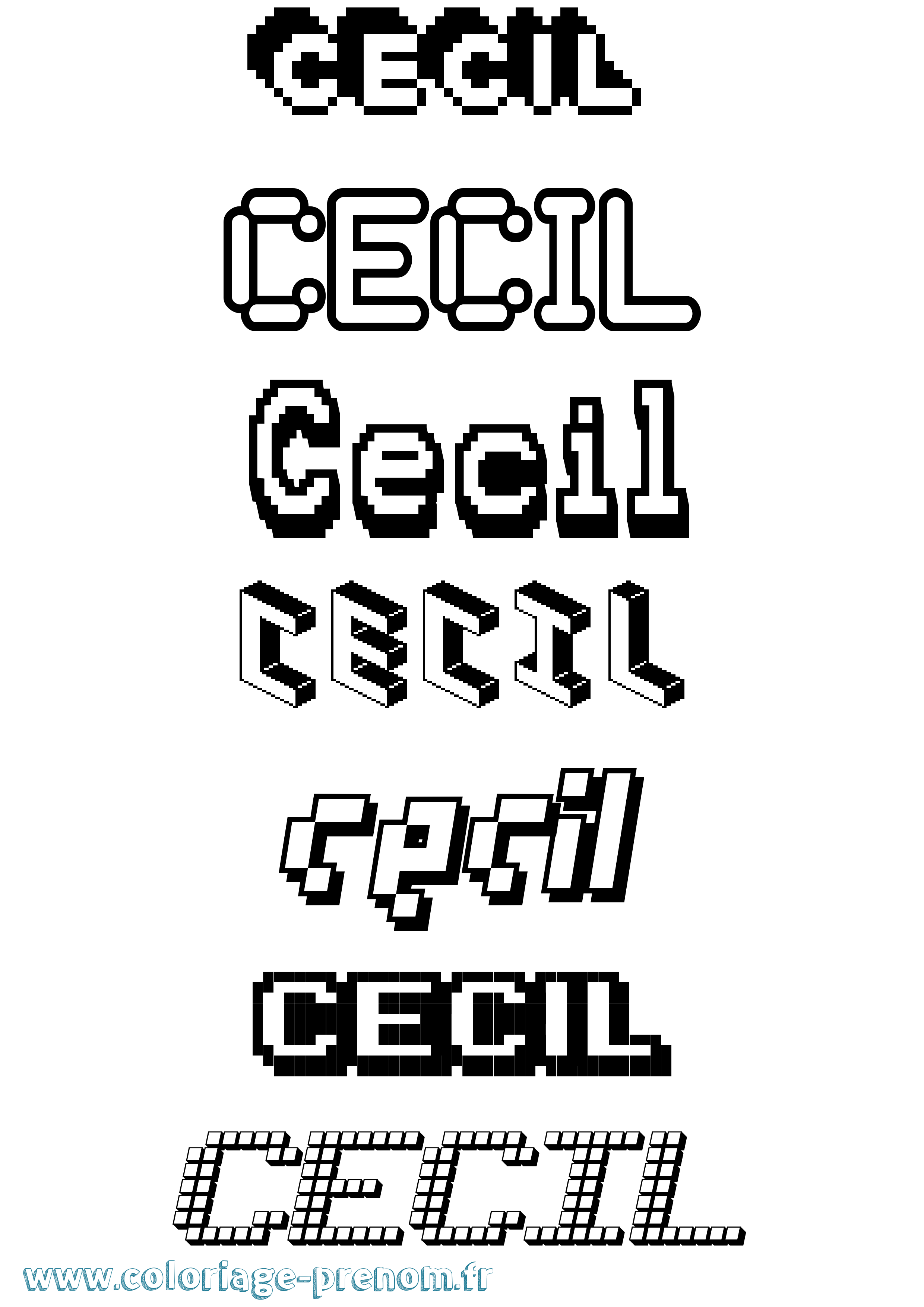 Coloriage prénom Cecil Pixel