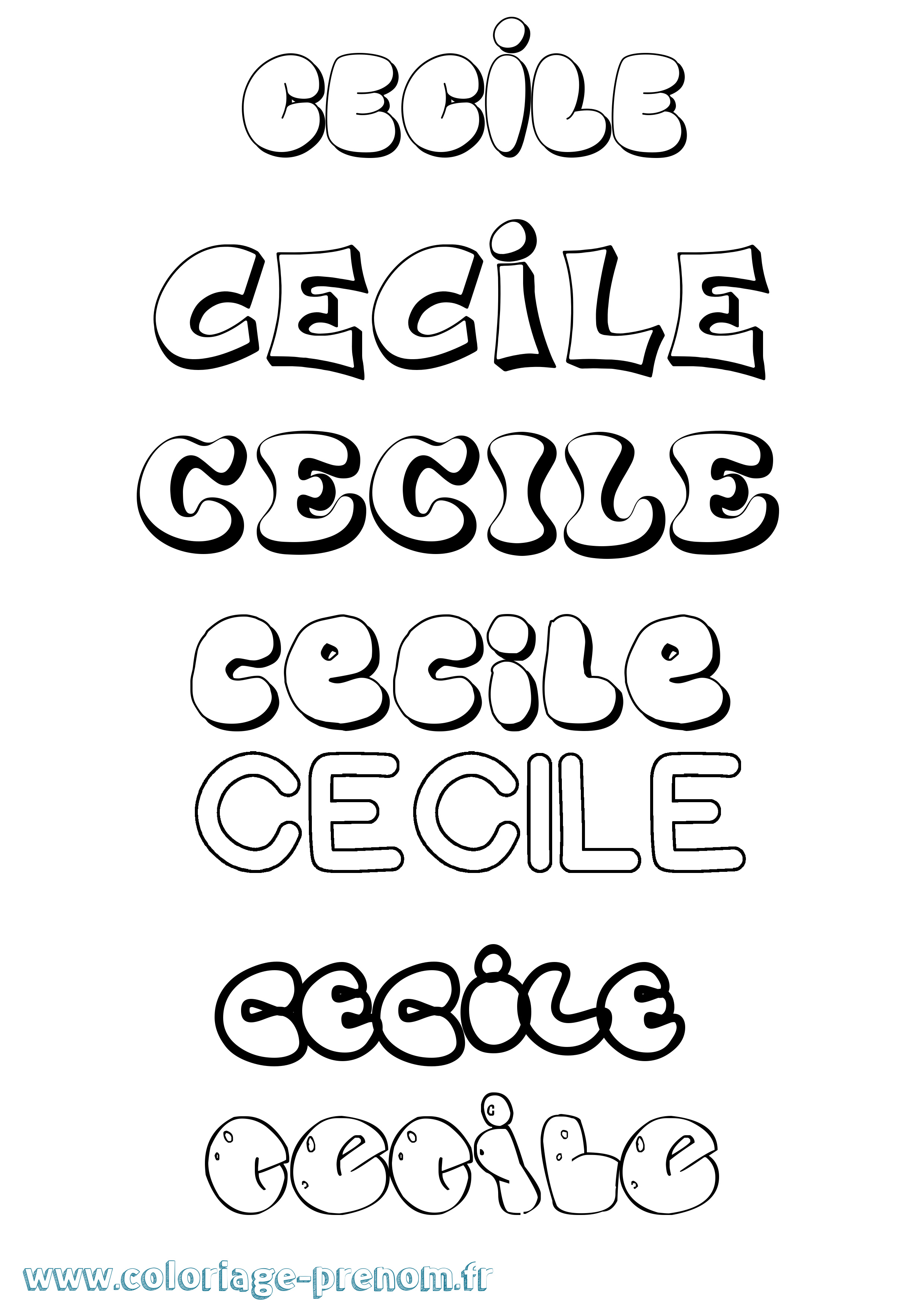 Coloriage prénom Cecile Bubble