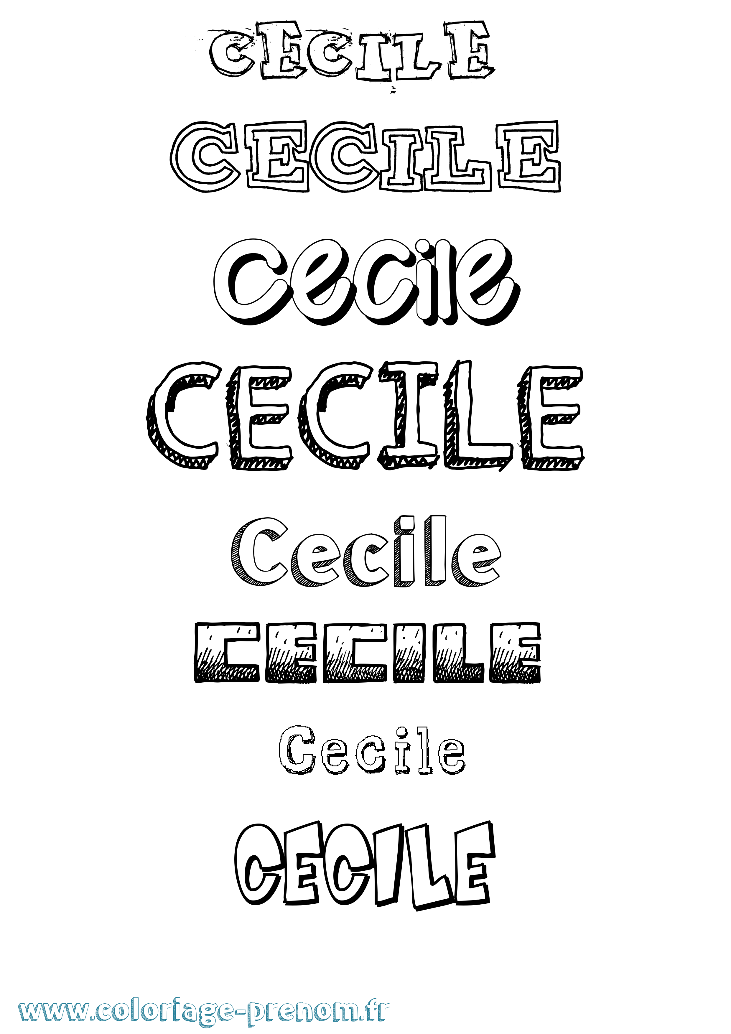 Coloriage prénom Cecile Dessiné