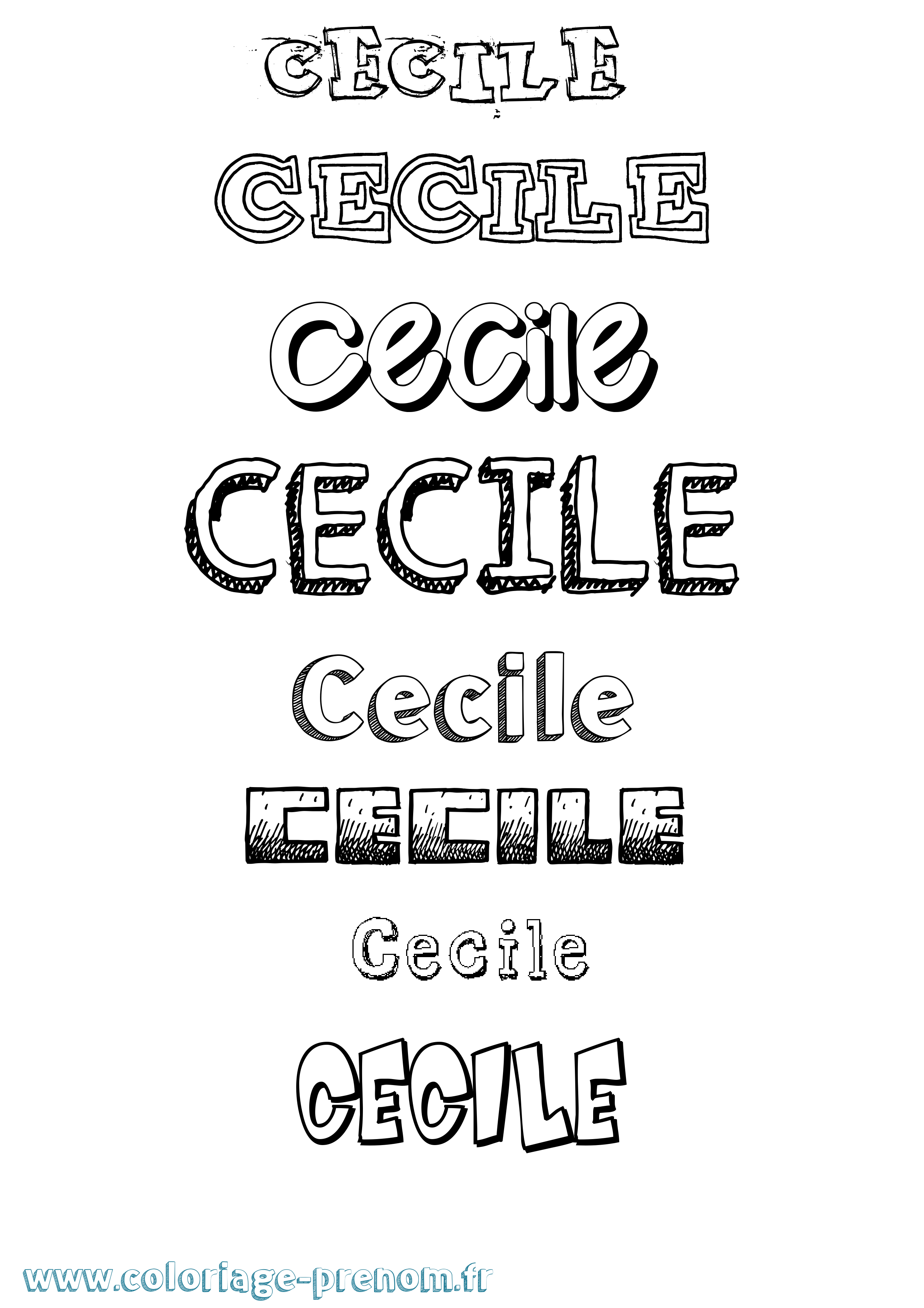 Coloriage Cecile Dessiné Coloriage prénom Cecile Dessiné