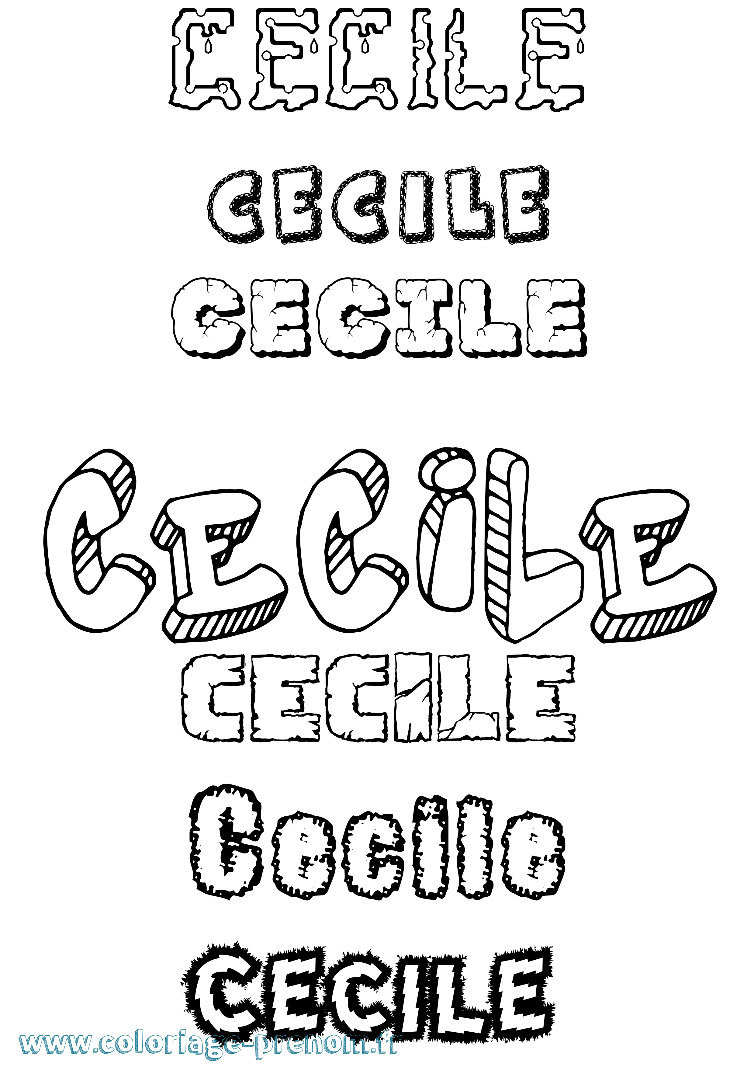 Coloriage prénom Cecile Destructuré