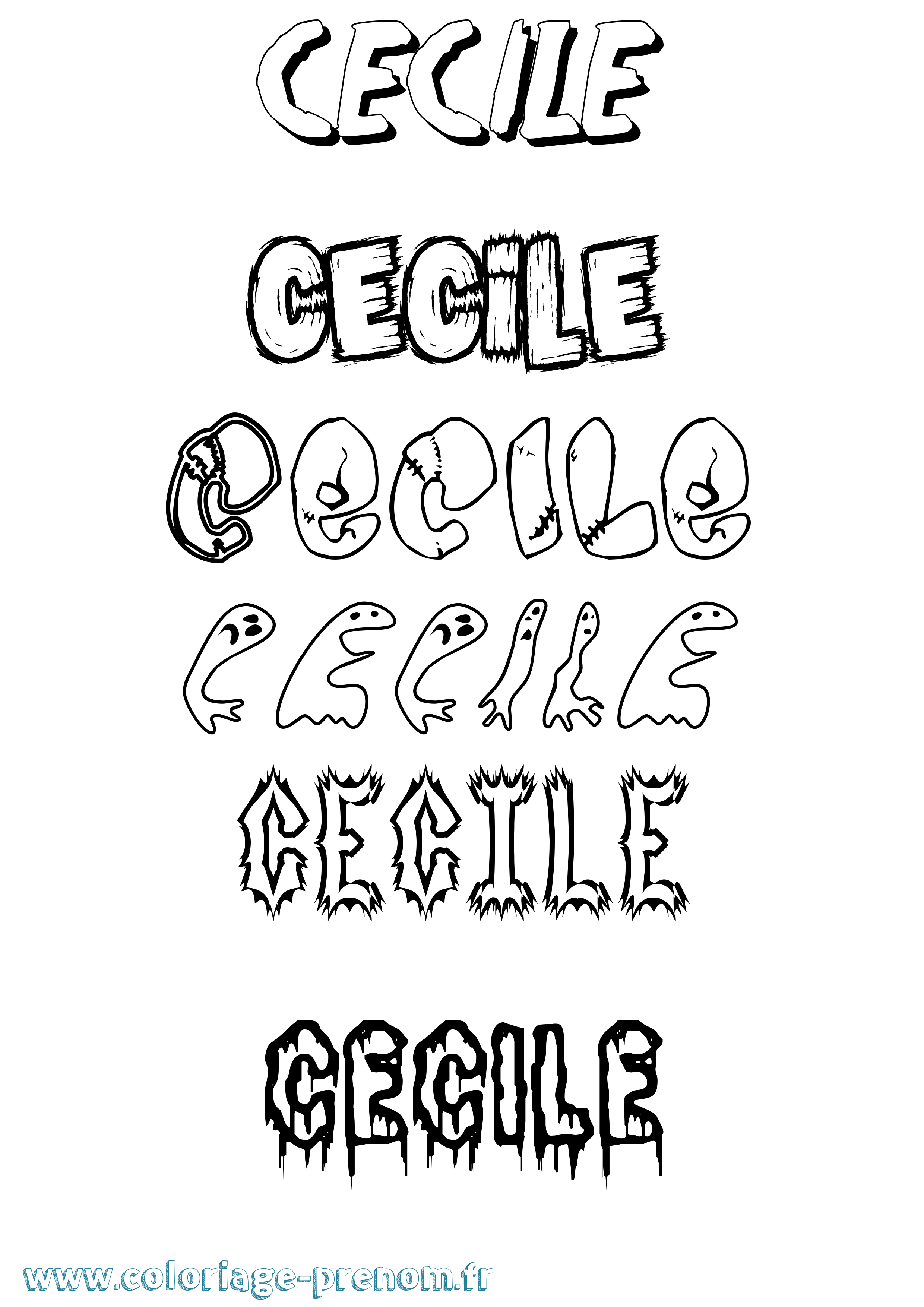 Coloriage Cecile Frisson Coloriage prénom Cecile Frisson