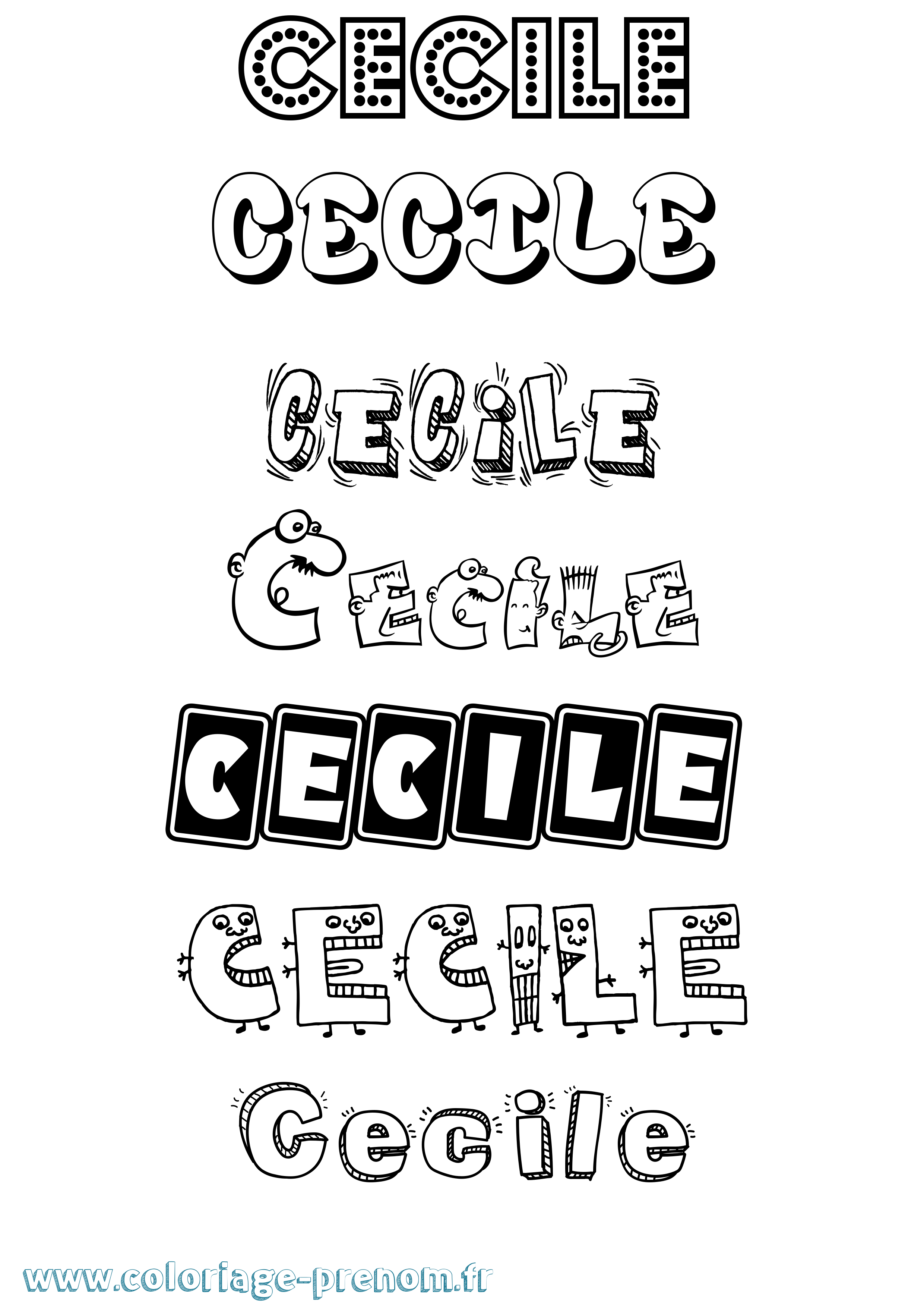 Coloriage prénom Cecile Fun