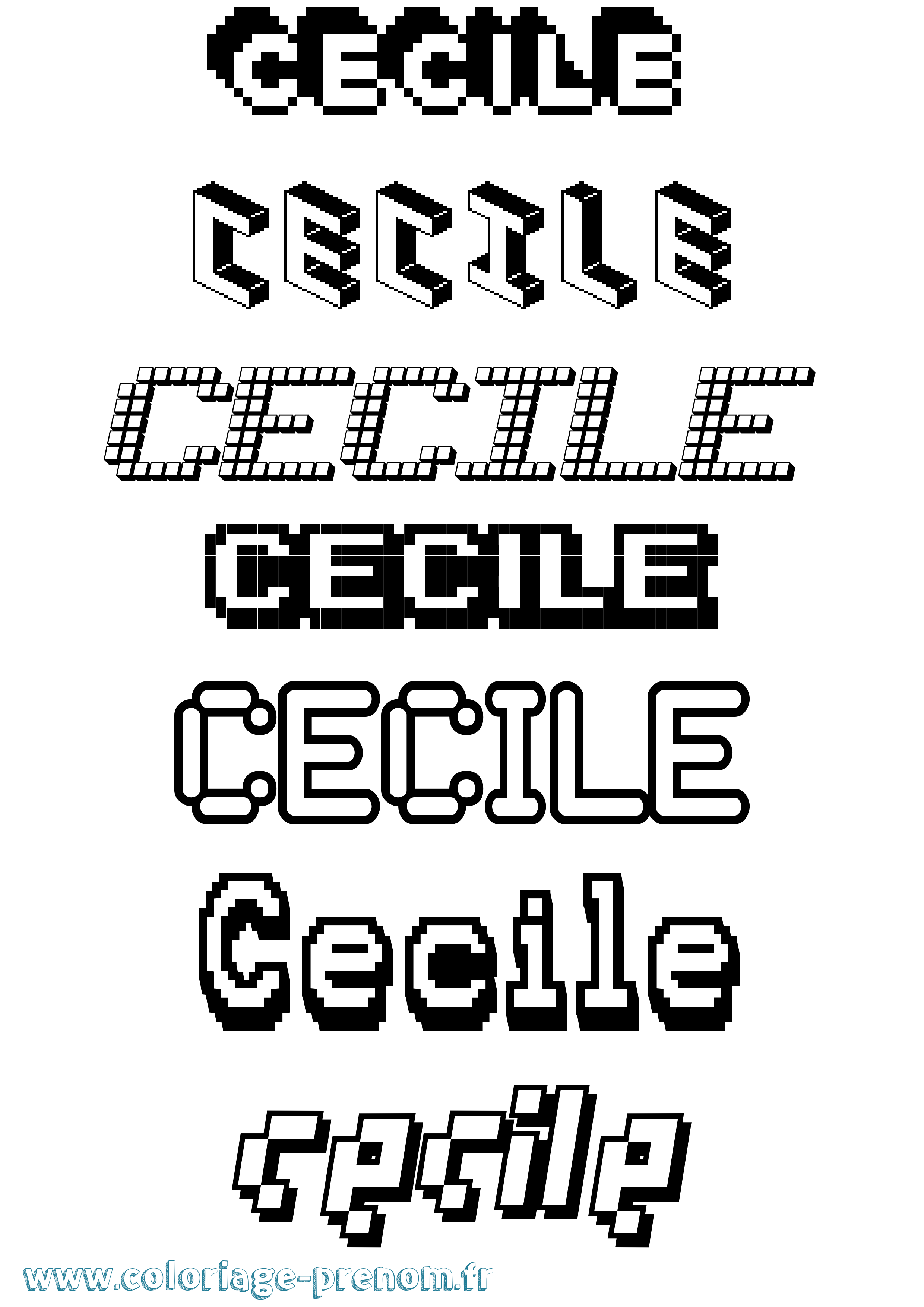 Coloriage Cecile Pixel Coloriage prénom Cecile Pixel