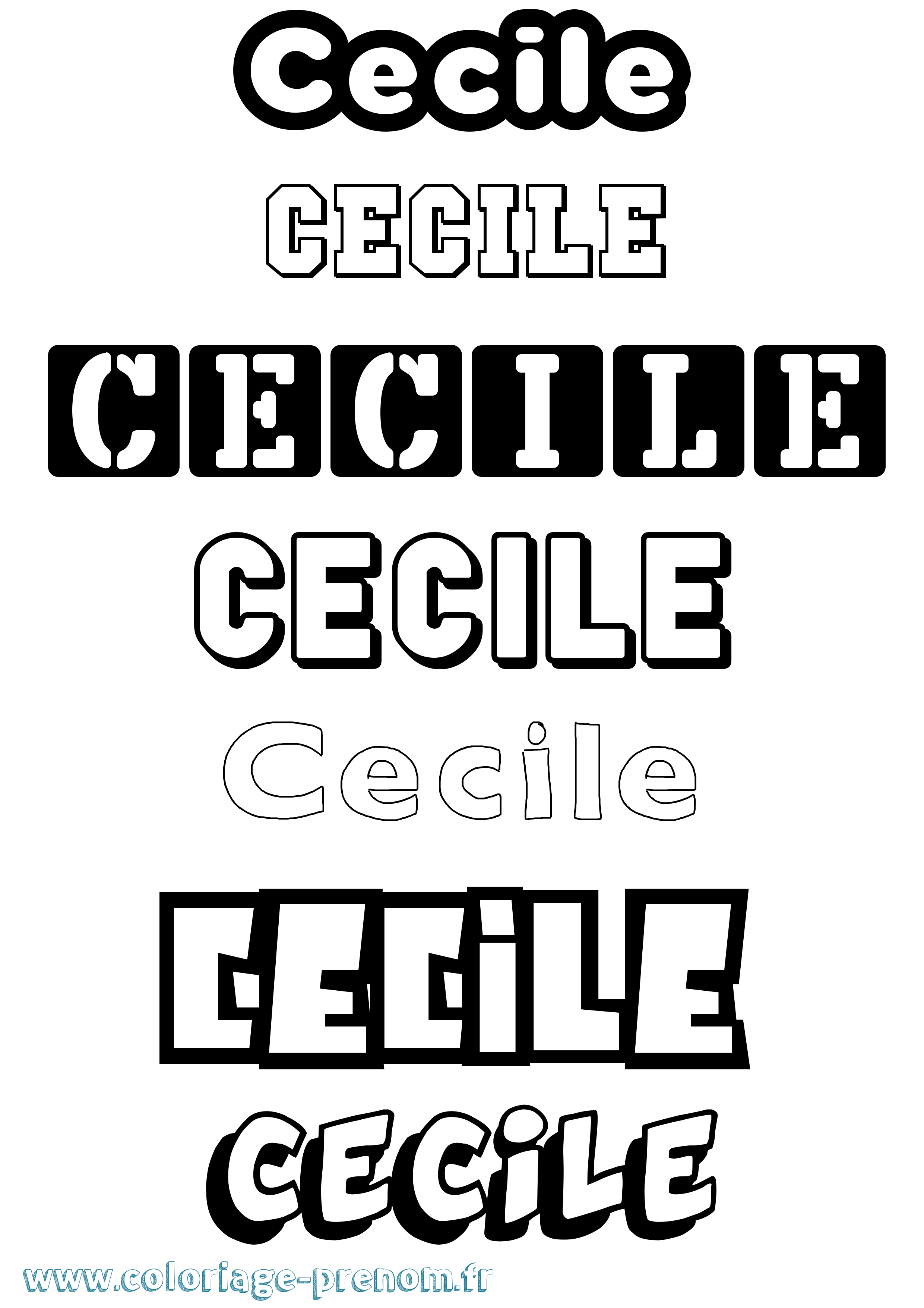 Coloriage prénom Cecile Simple