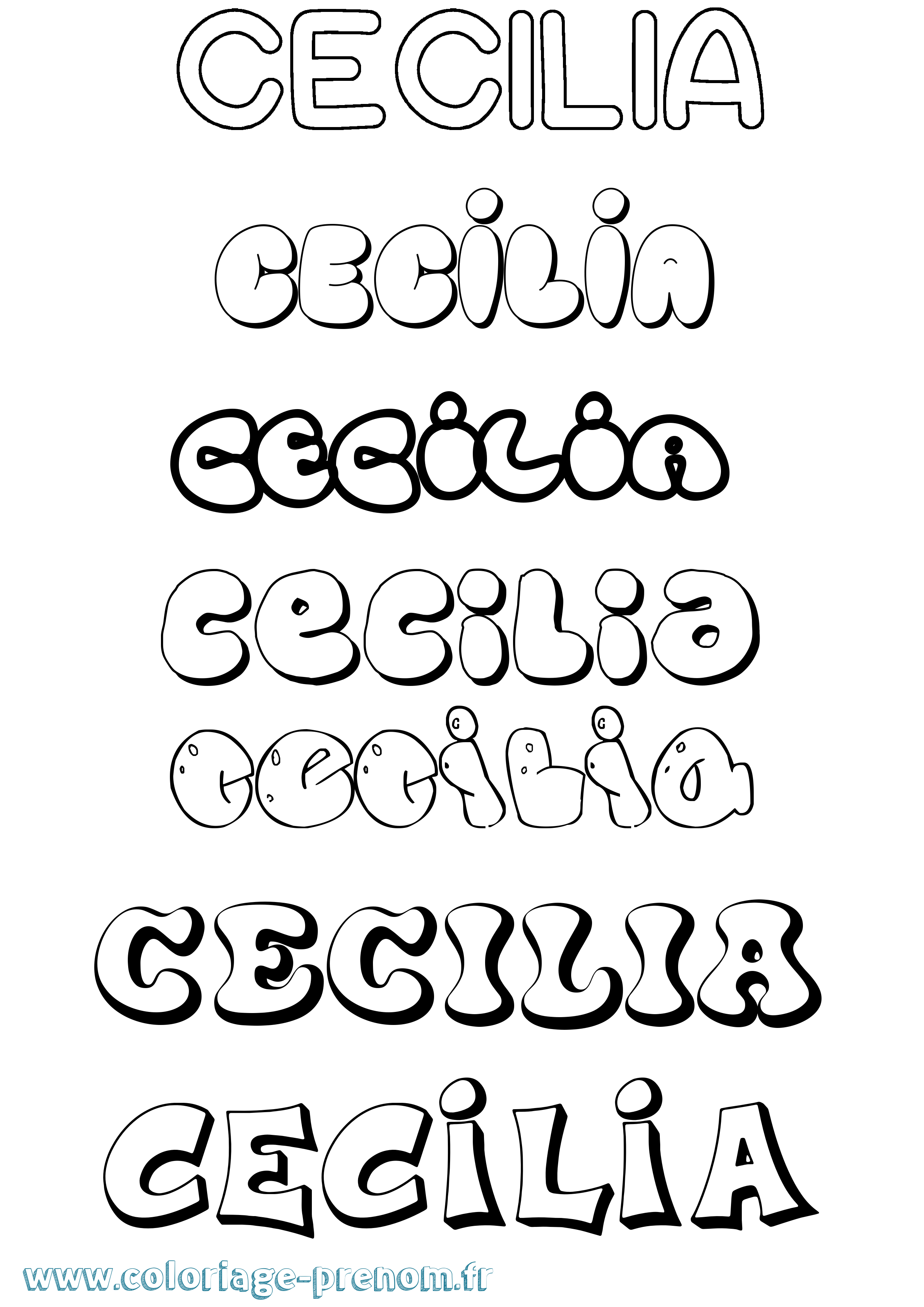 Coloriage Cecilia Bubble Coloriage prénom Cecilia Bubble