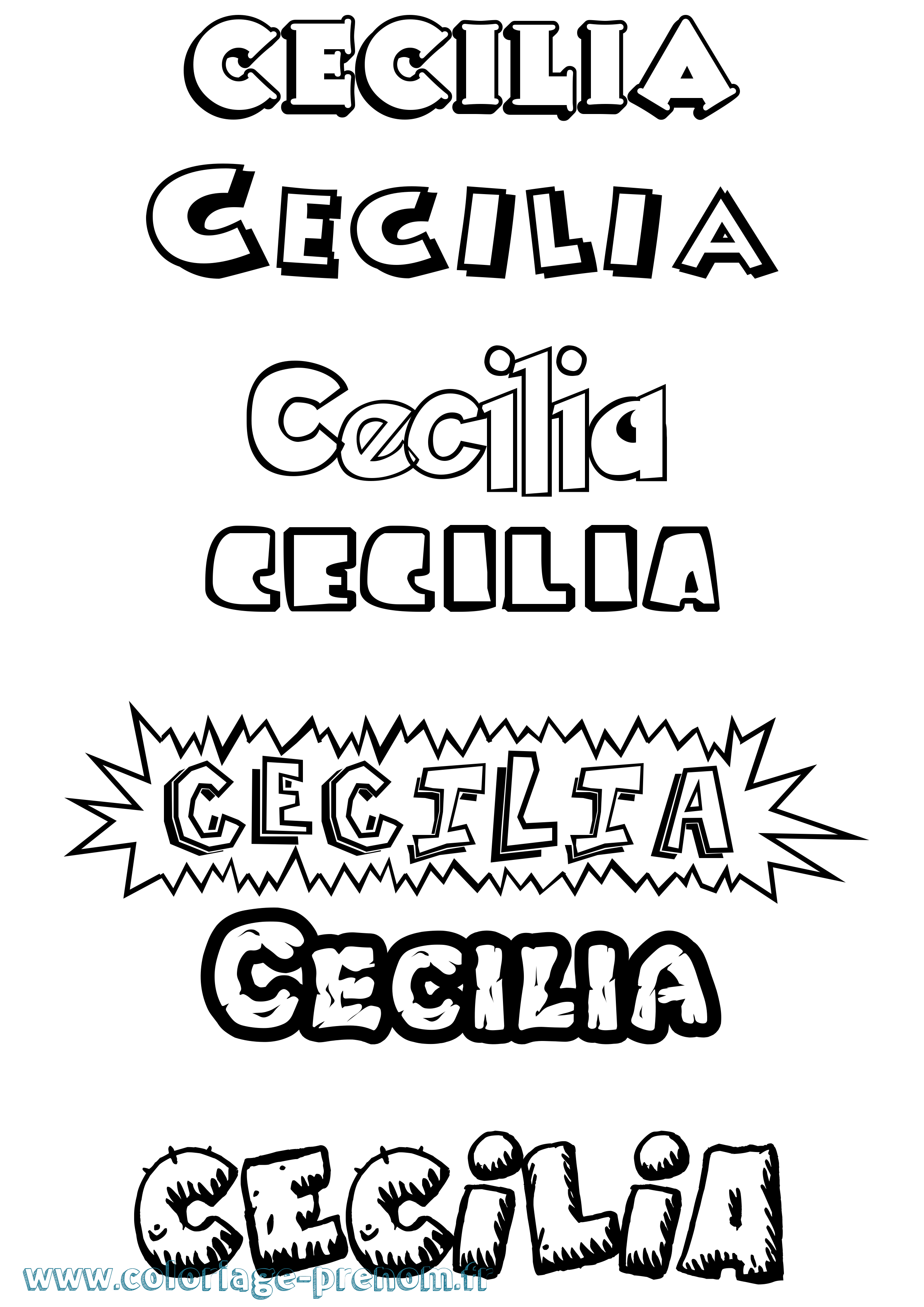 Coloriage Cecilia Dessin Animé Coloriage prénom Cecilia Dessin Animé