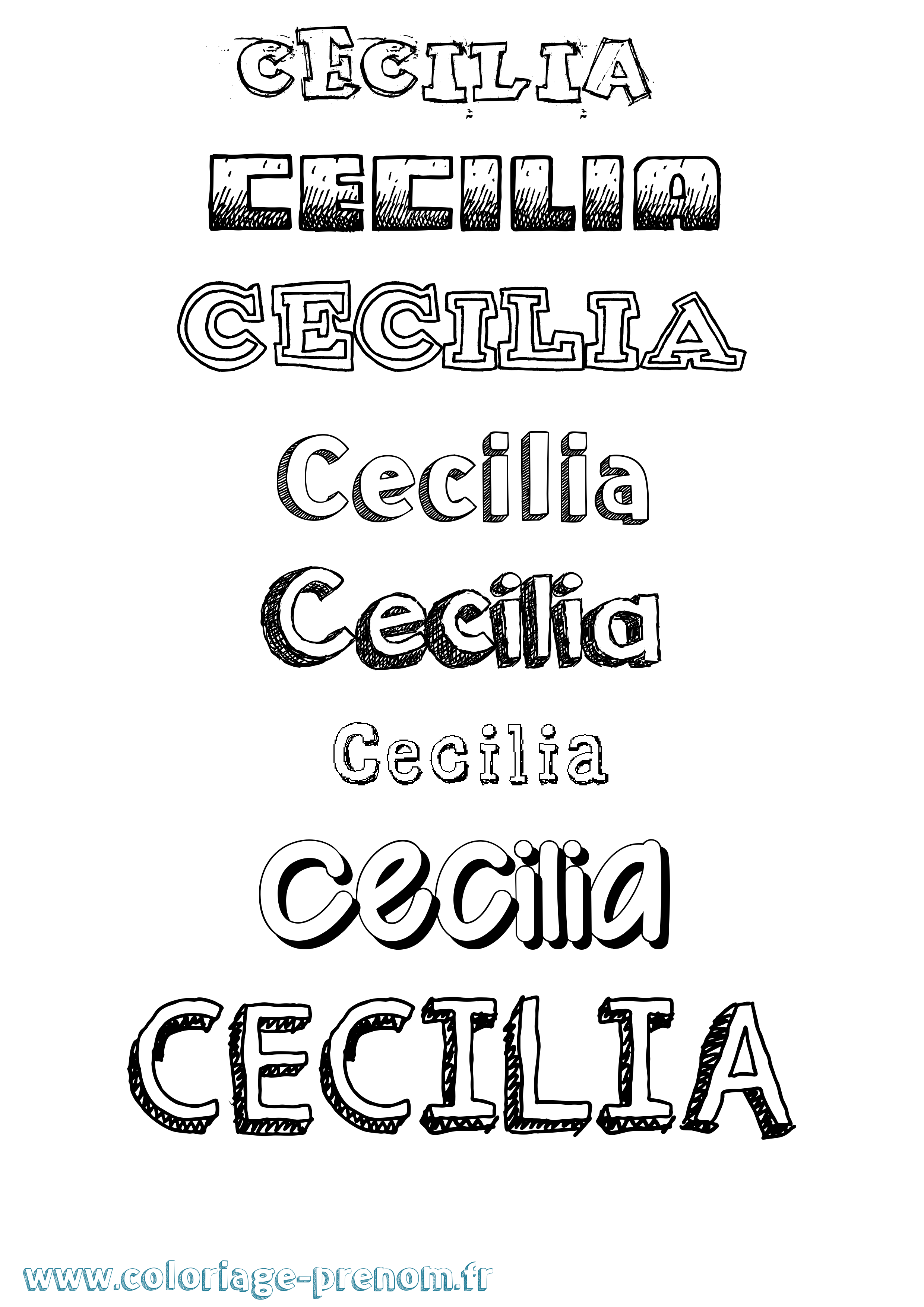 Coloriage prénom Cecilia Dessiné