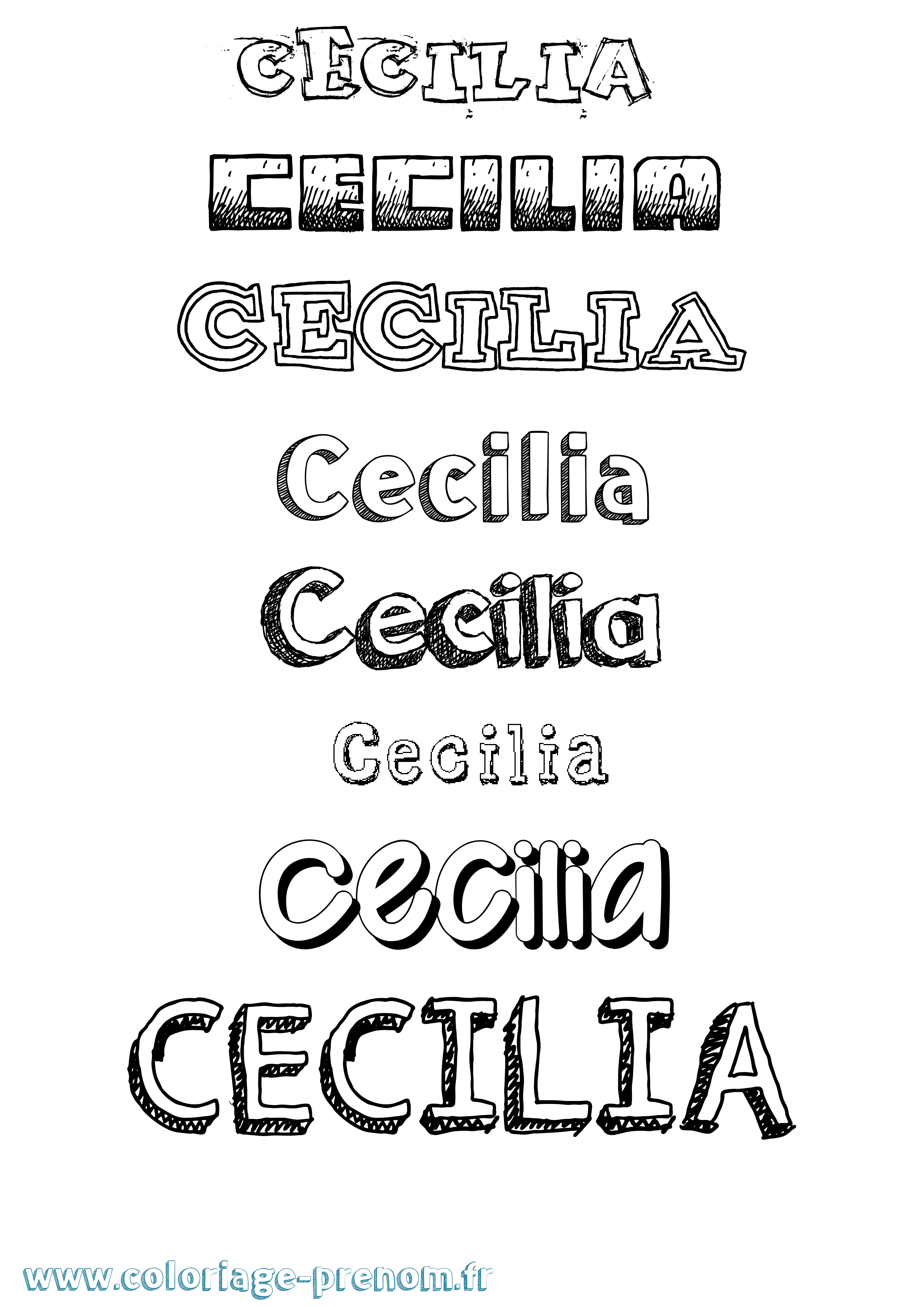 Coloriage Cecilia Dessiné Coloriage prénom Cecilia Dessiné