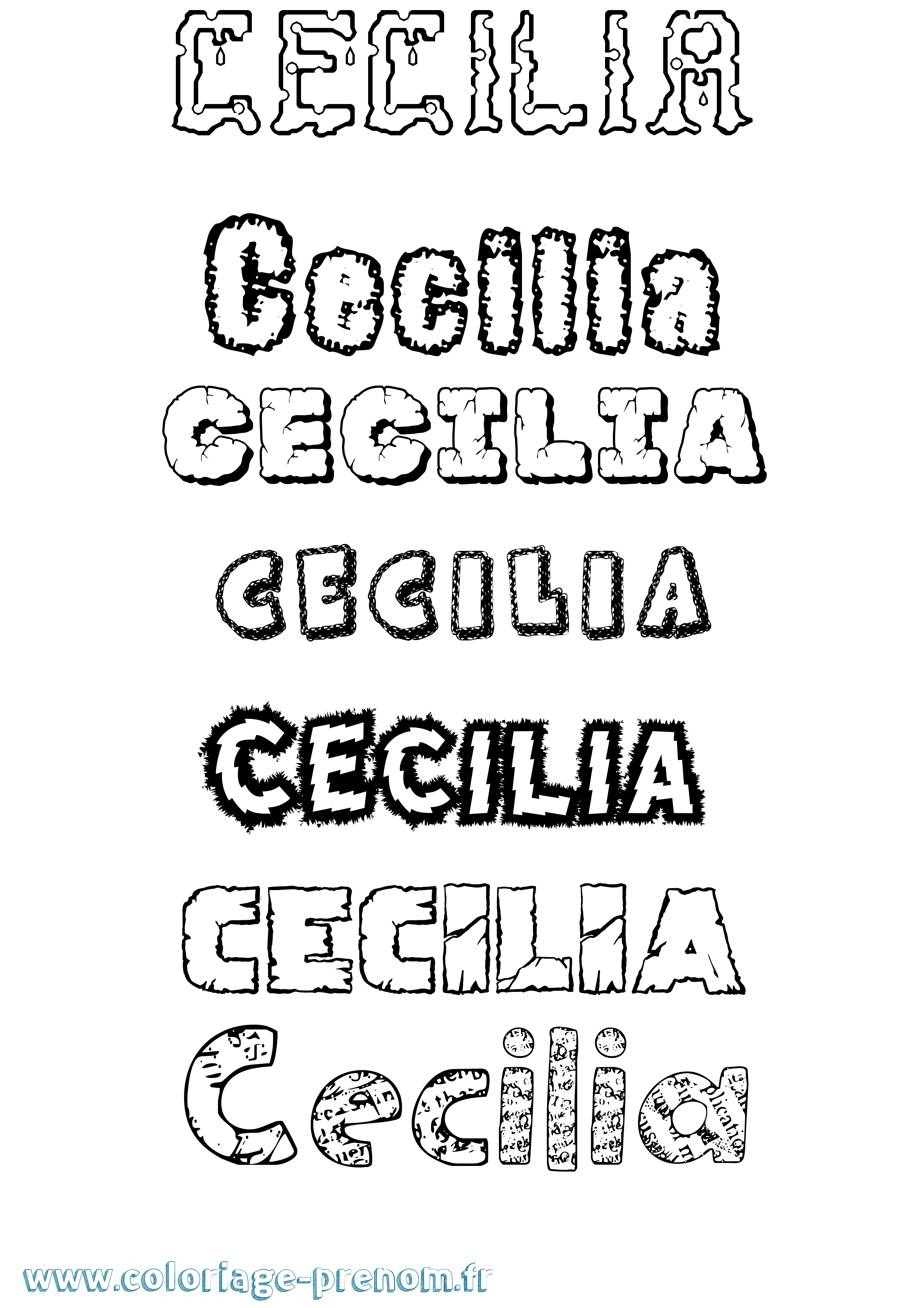 Coloriage prénom Cecilia Destructuré