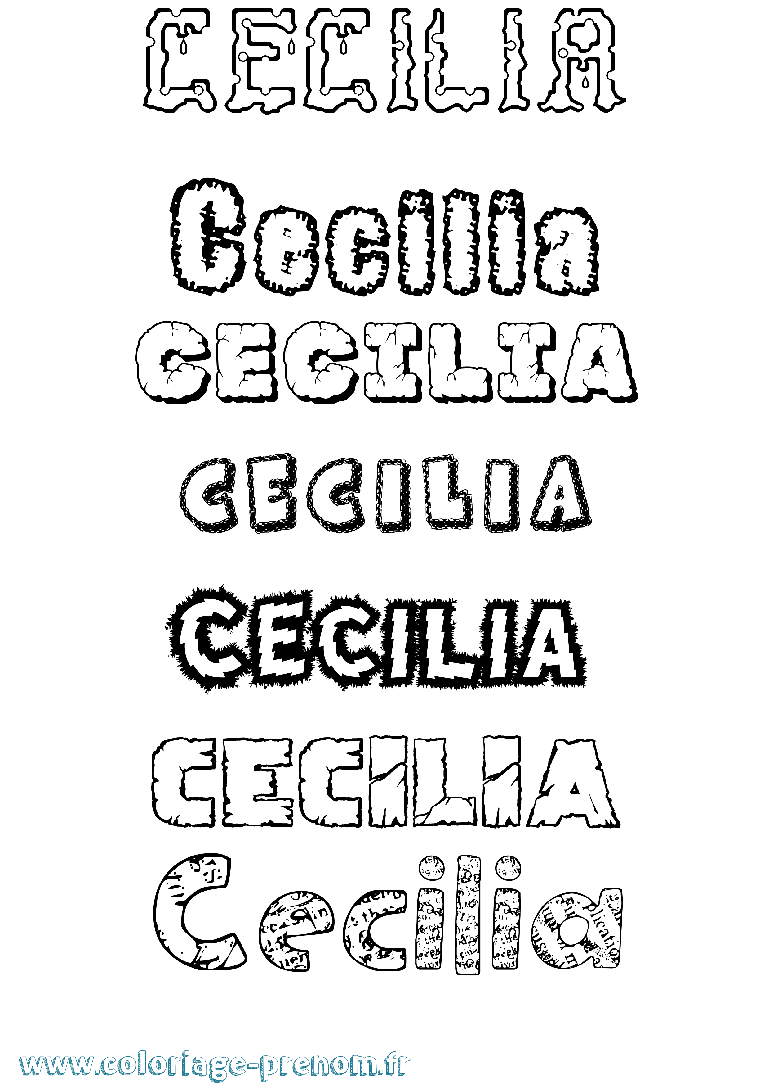 Coloriage Cecilia Destructuré Coloriage prénom Cecilia Destructuré