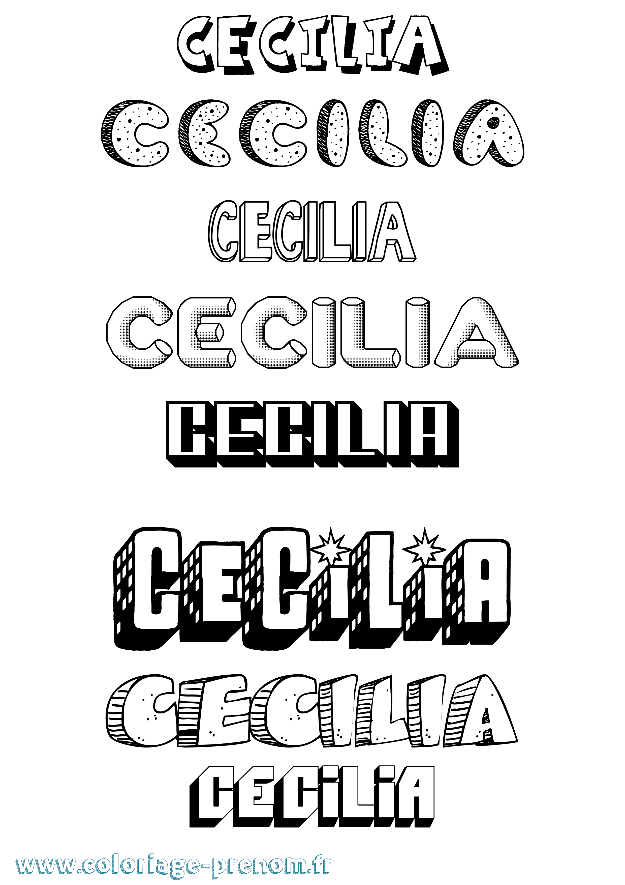 Coloriage Cecilia Effet 3D Coloriage prénom Cecilia Effet 3D