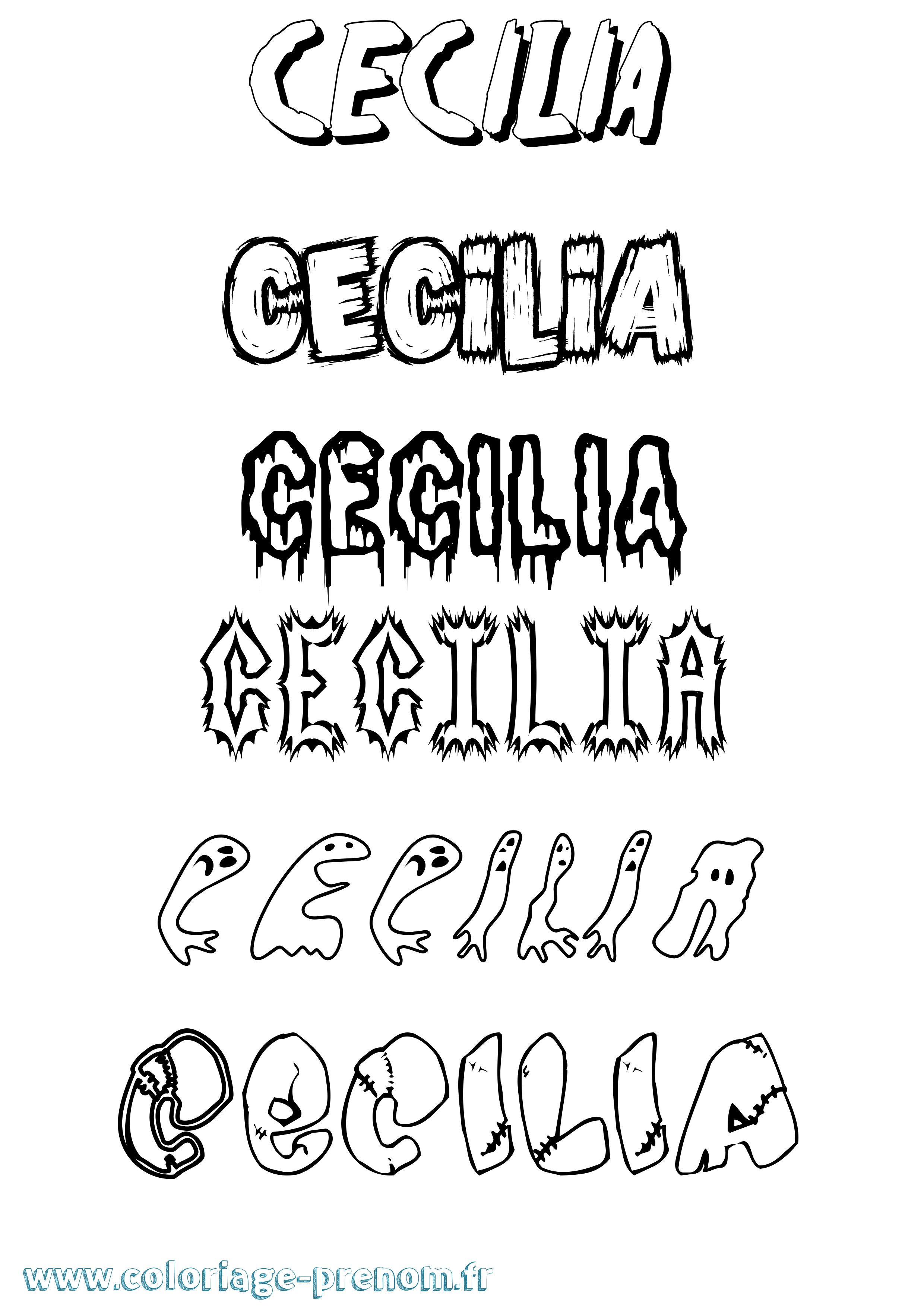 Coloriage Cecilia Frisson Coloriage prénom Cecilia Frisson
