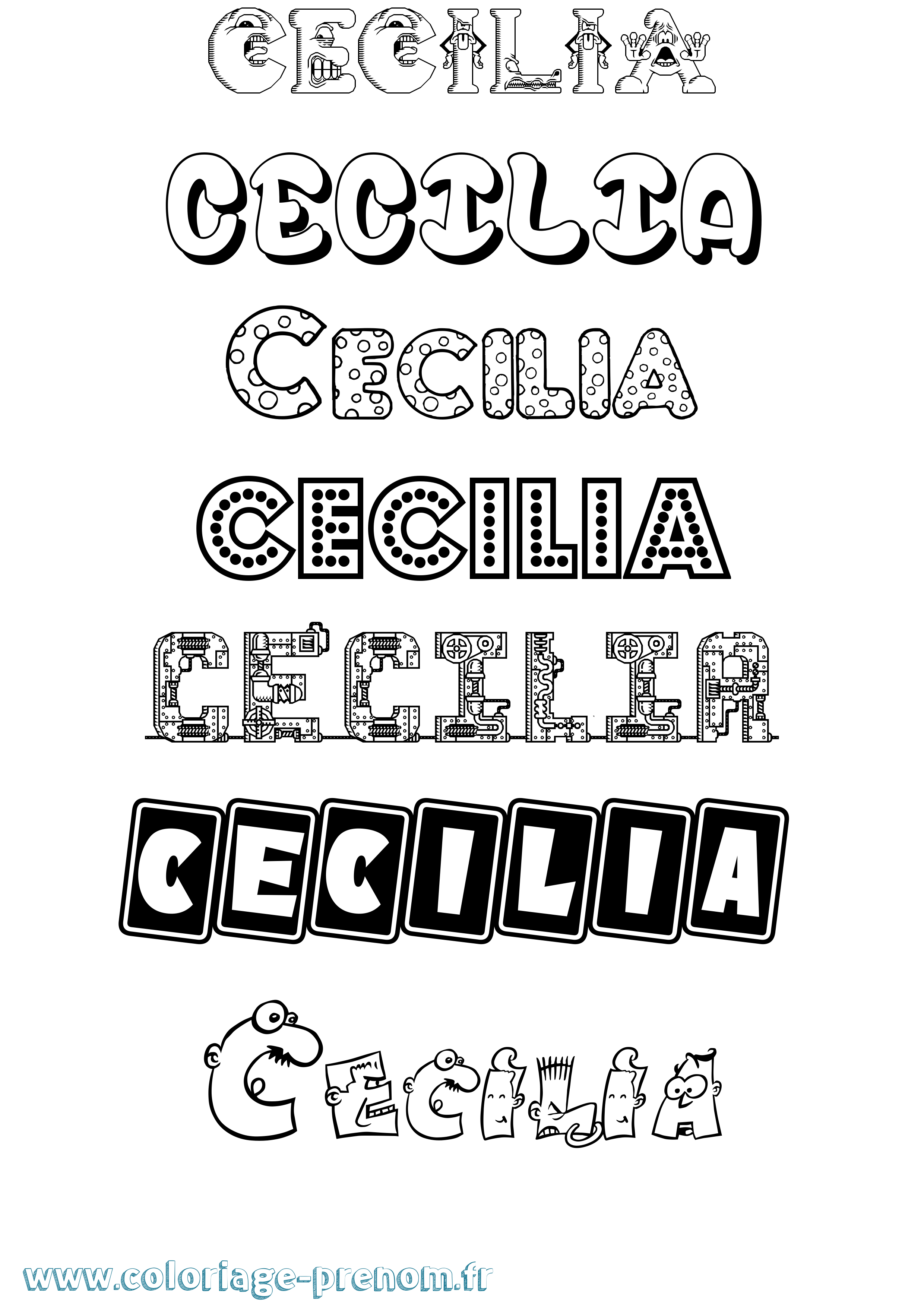 Coloriage Cecilia Fun Coloriage prénom Cecilia Fun