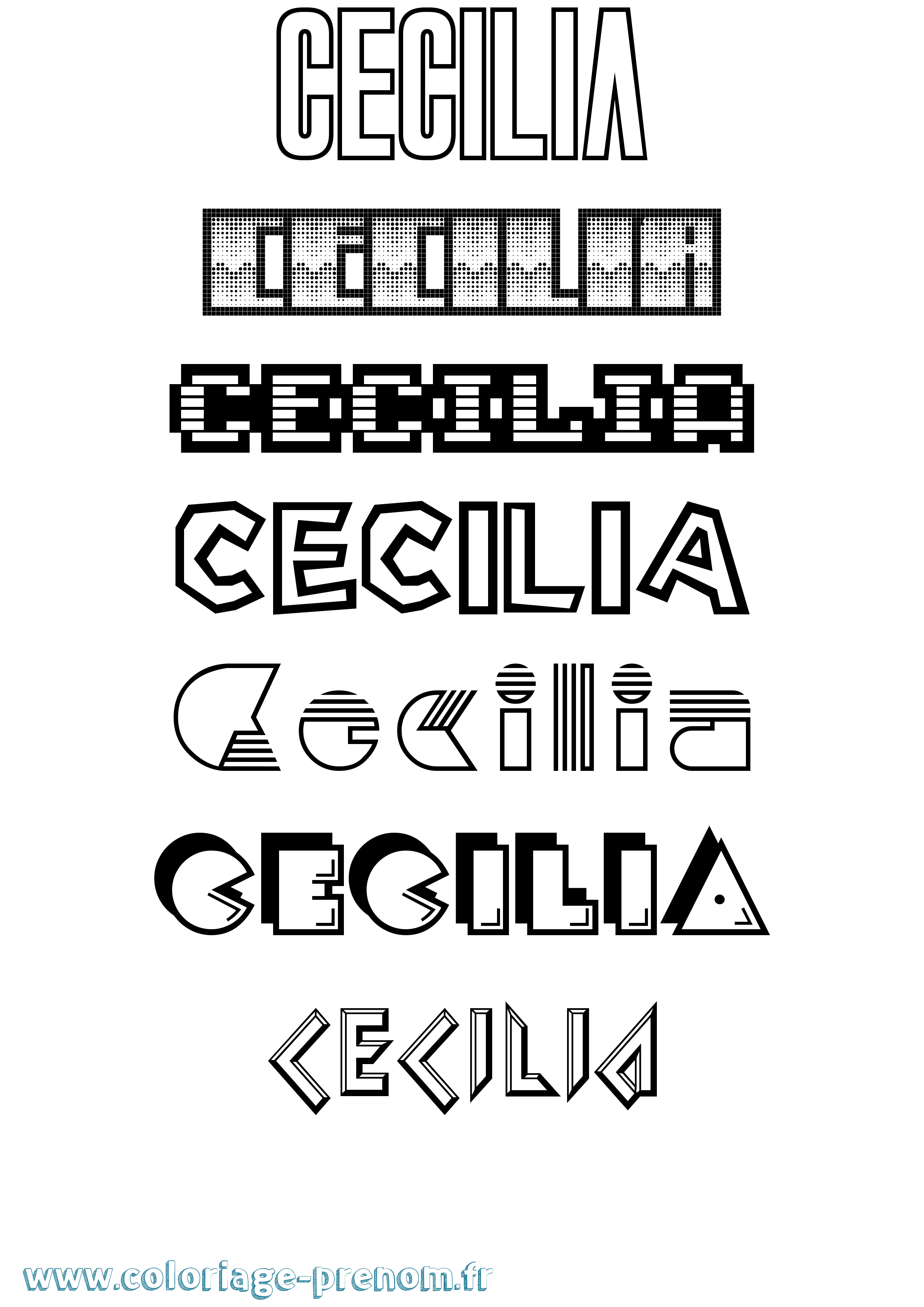 Coloriage Cecilia Jeux Vidéos Coloriage prénom Cecilia Jeux Vidéos