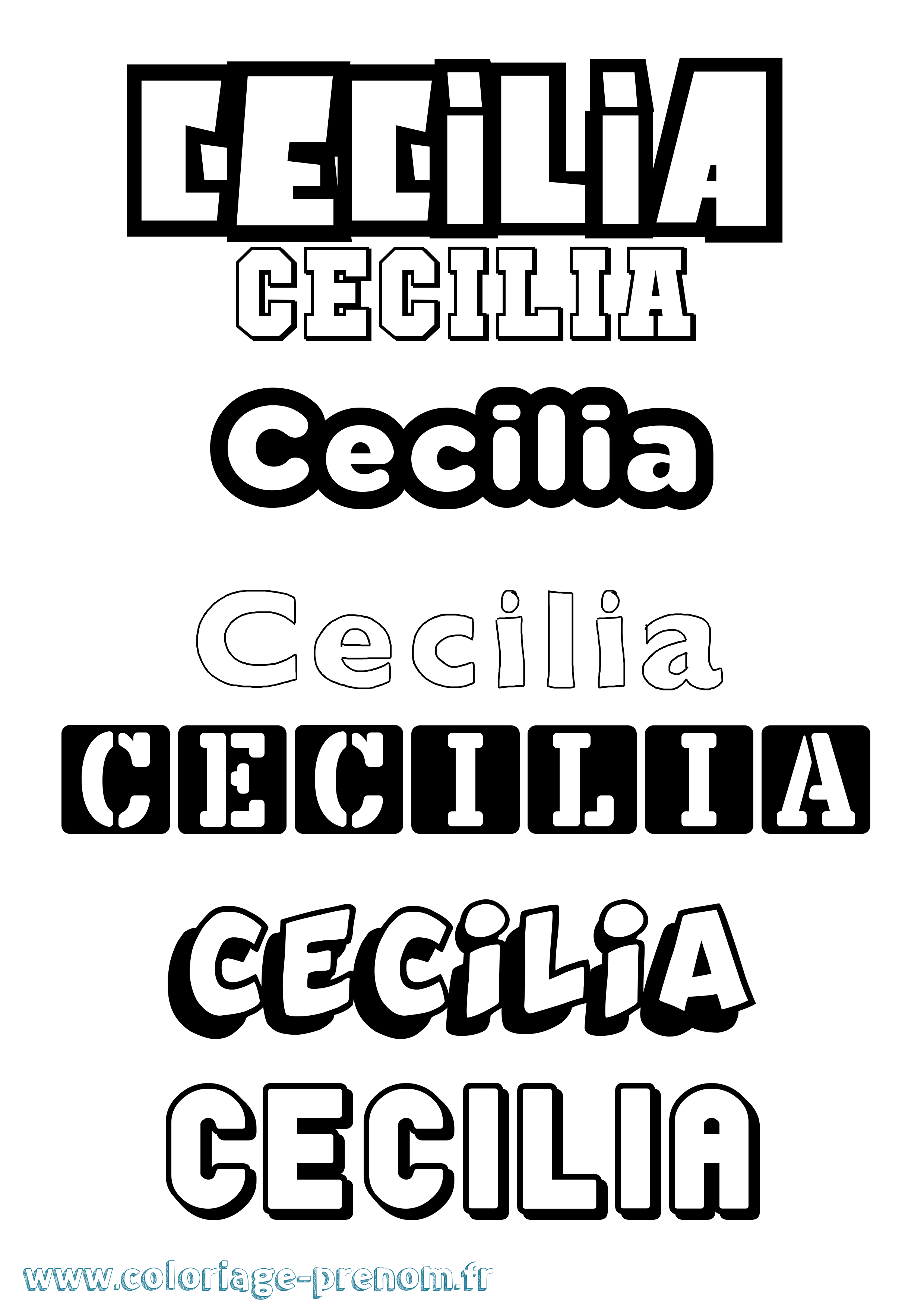 Coloriage Cecilia Simple Coloriage prénom Cecilia Simple
