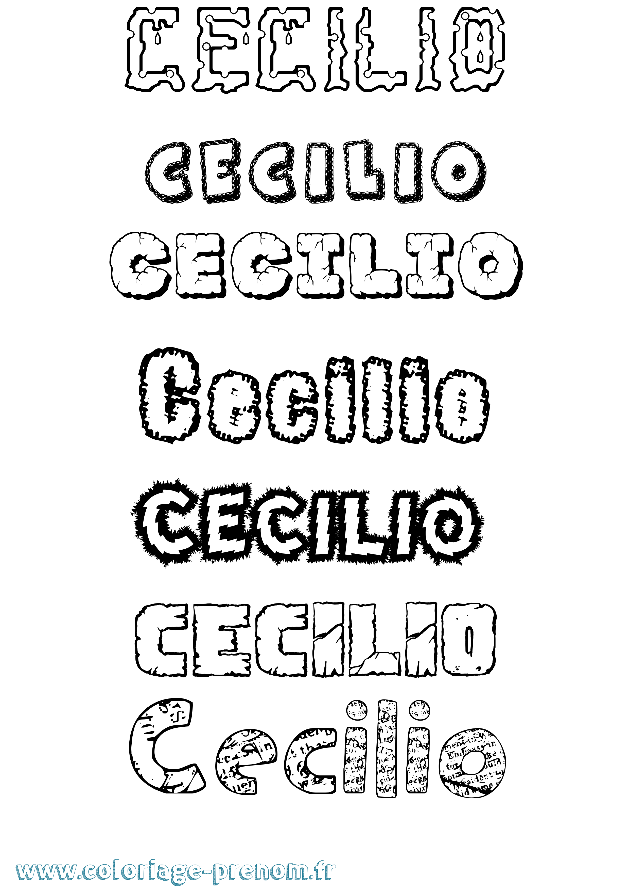 Coloriage prénom Cecilio Destructuré