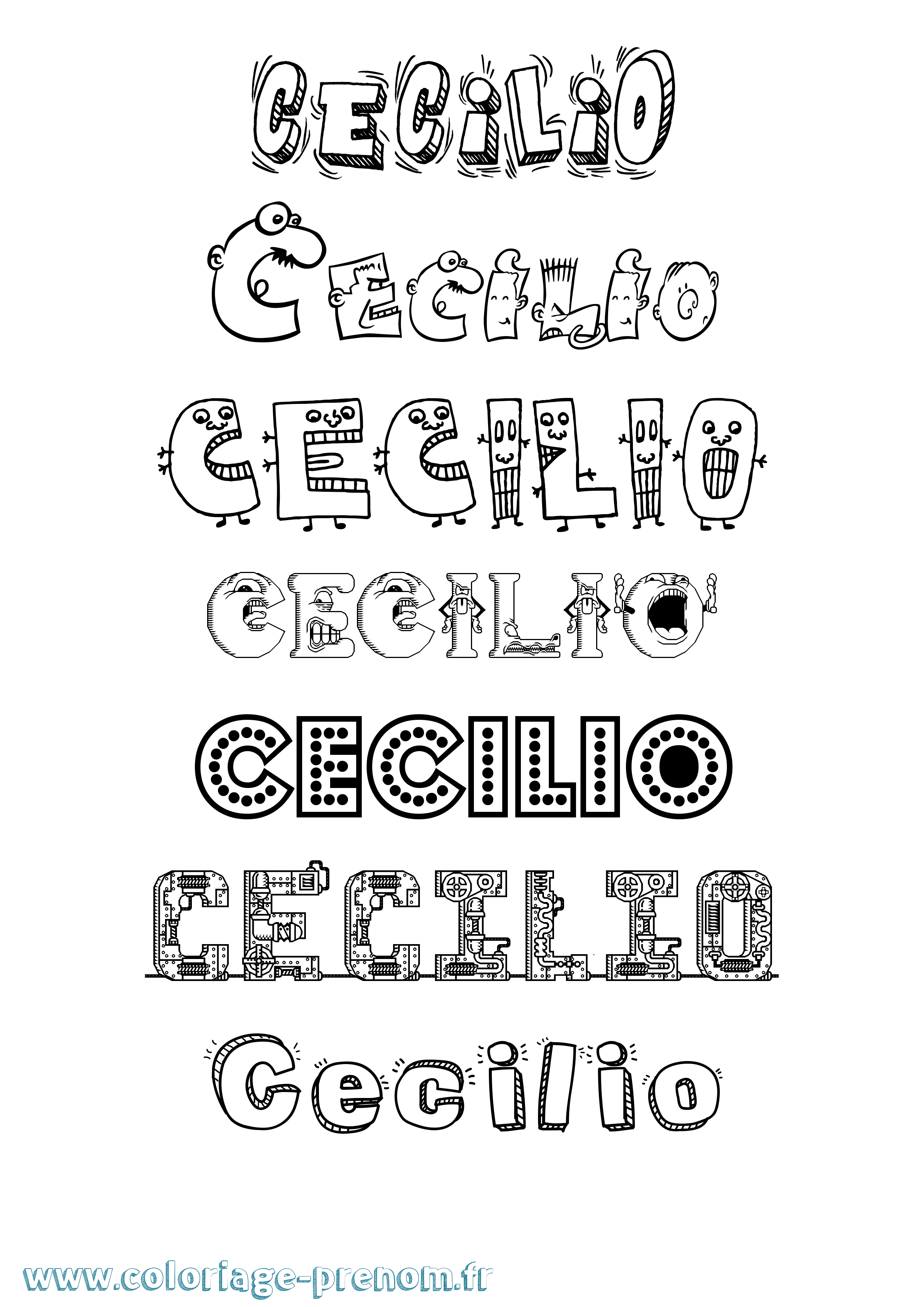 Coloriage prénom Cecilio Fun