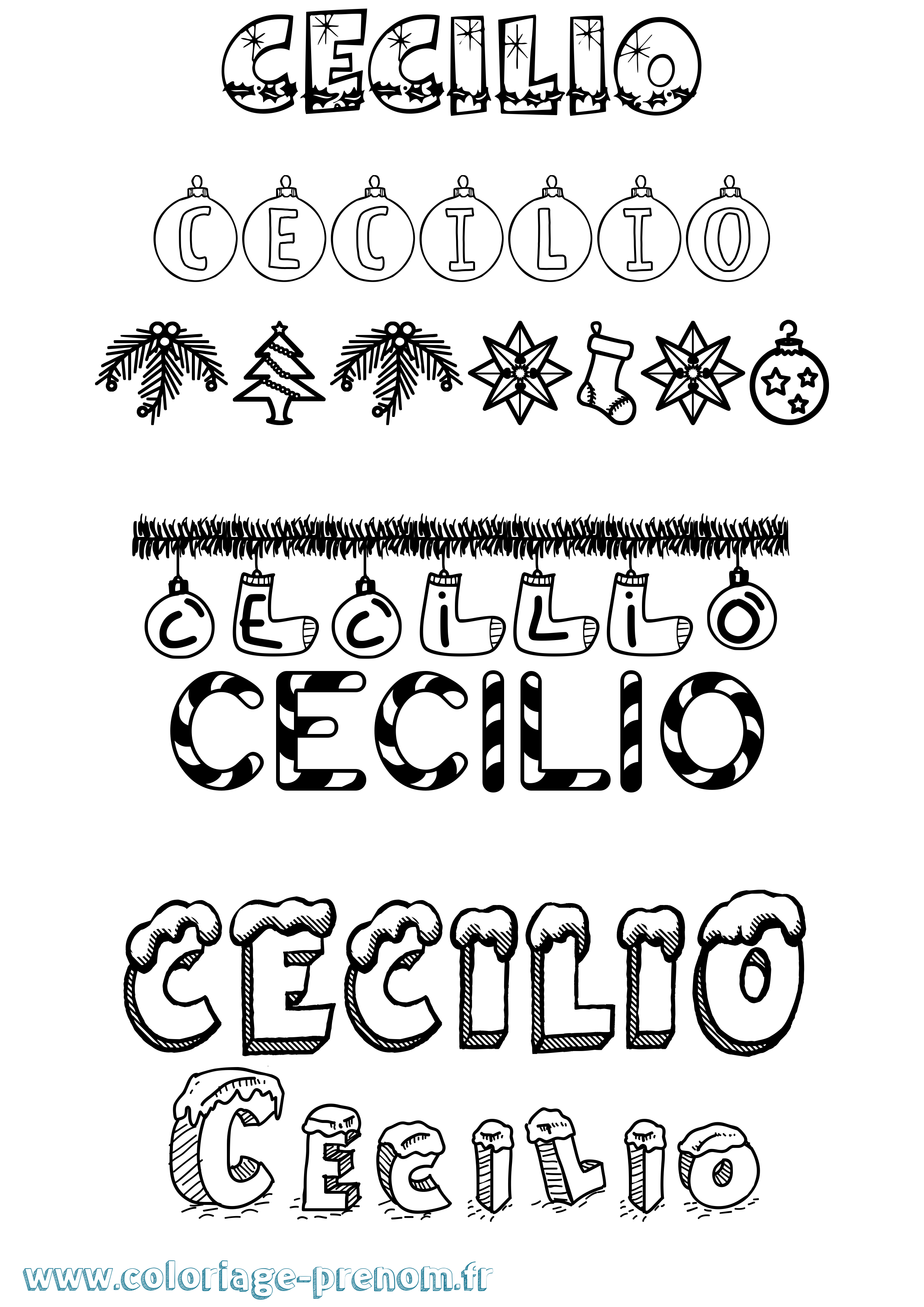 Coloriage prénom Cecilio Noël