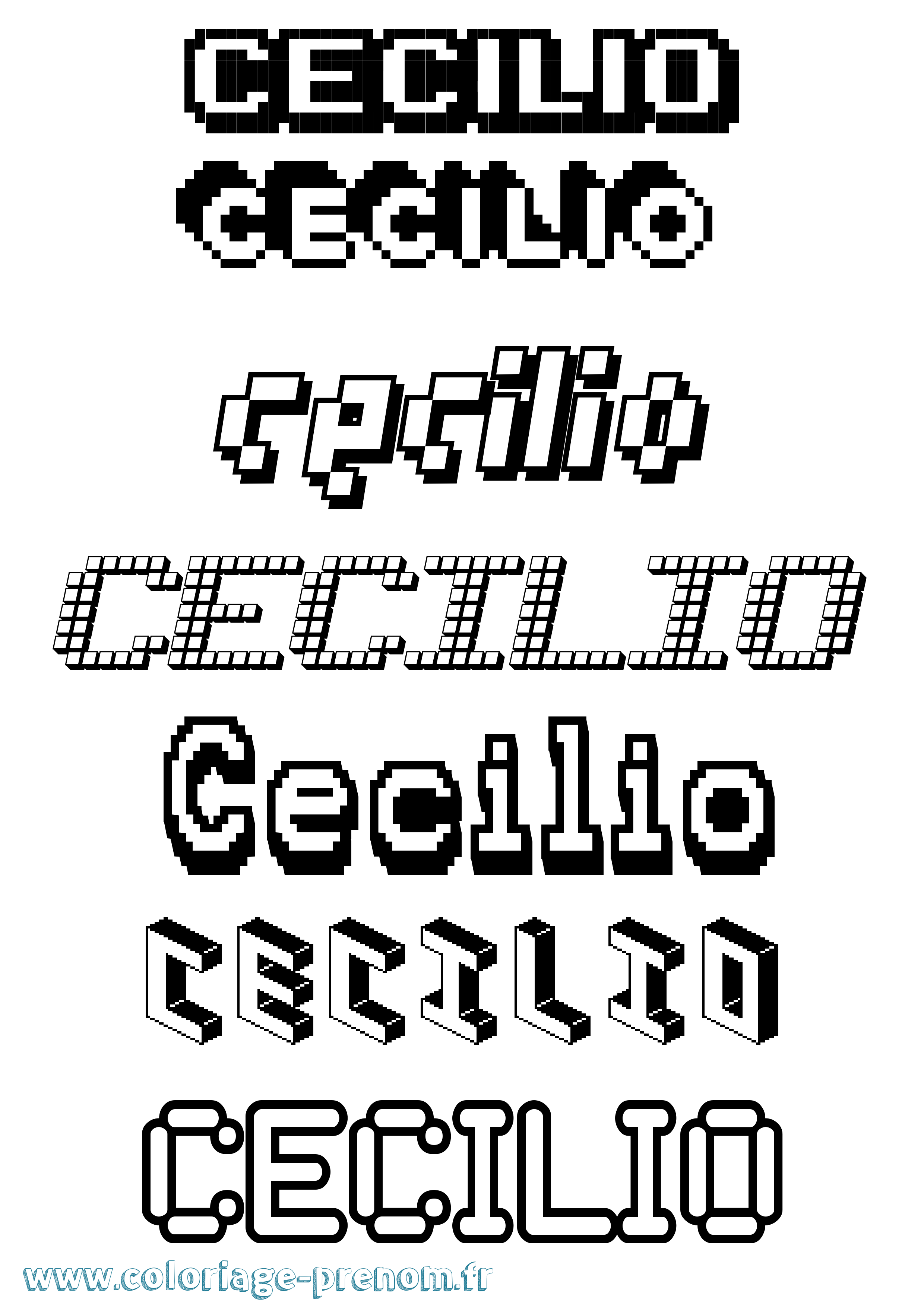 Coloriage prénom Cecilio Pixel