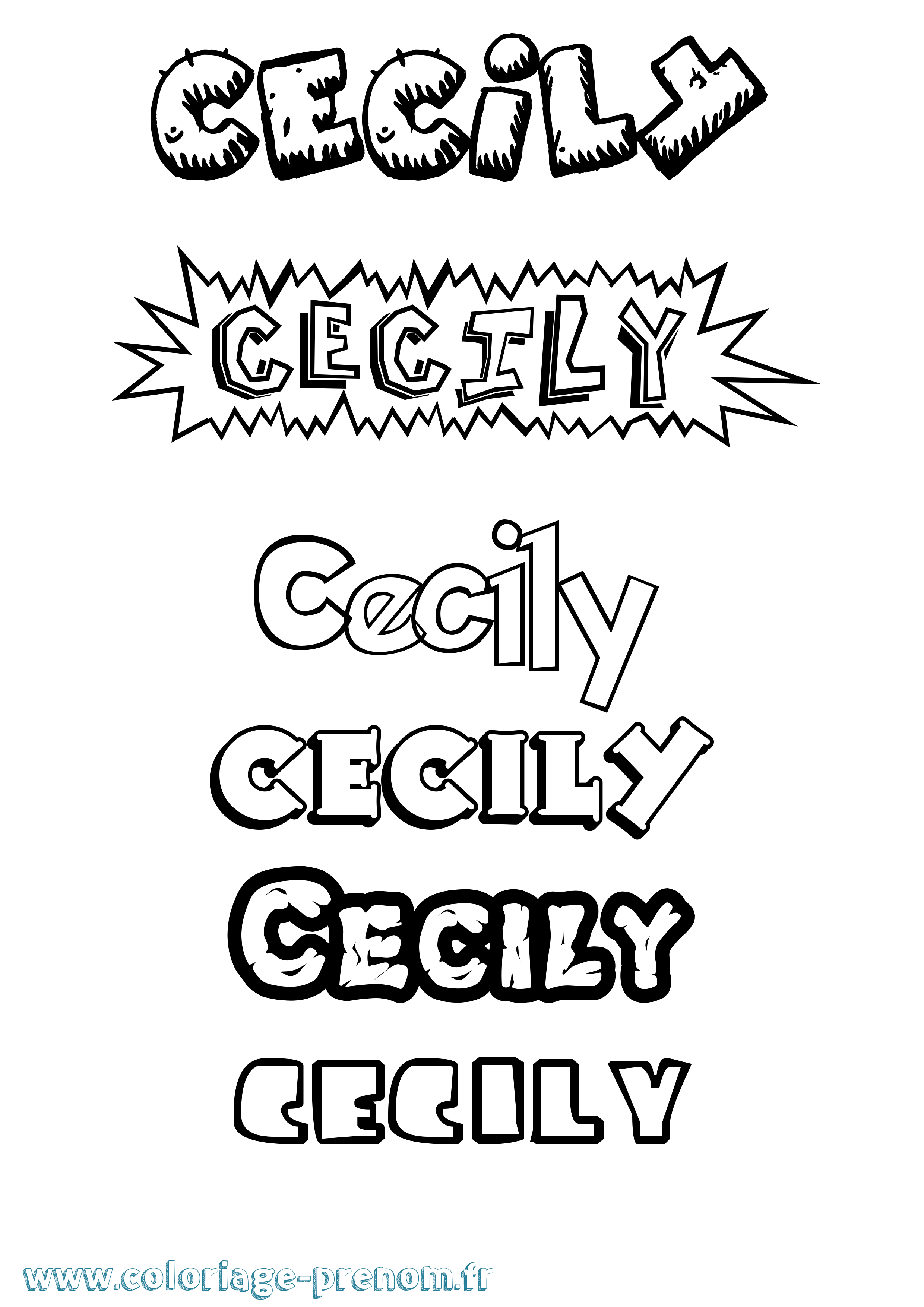 Coloriage prénom Cecily Dessin Animé
