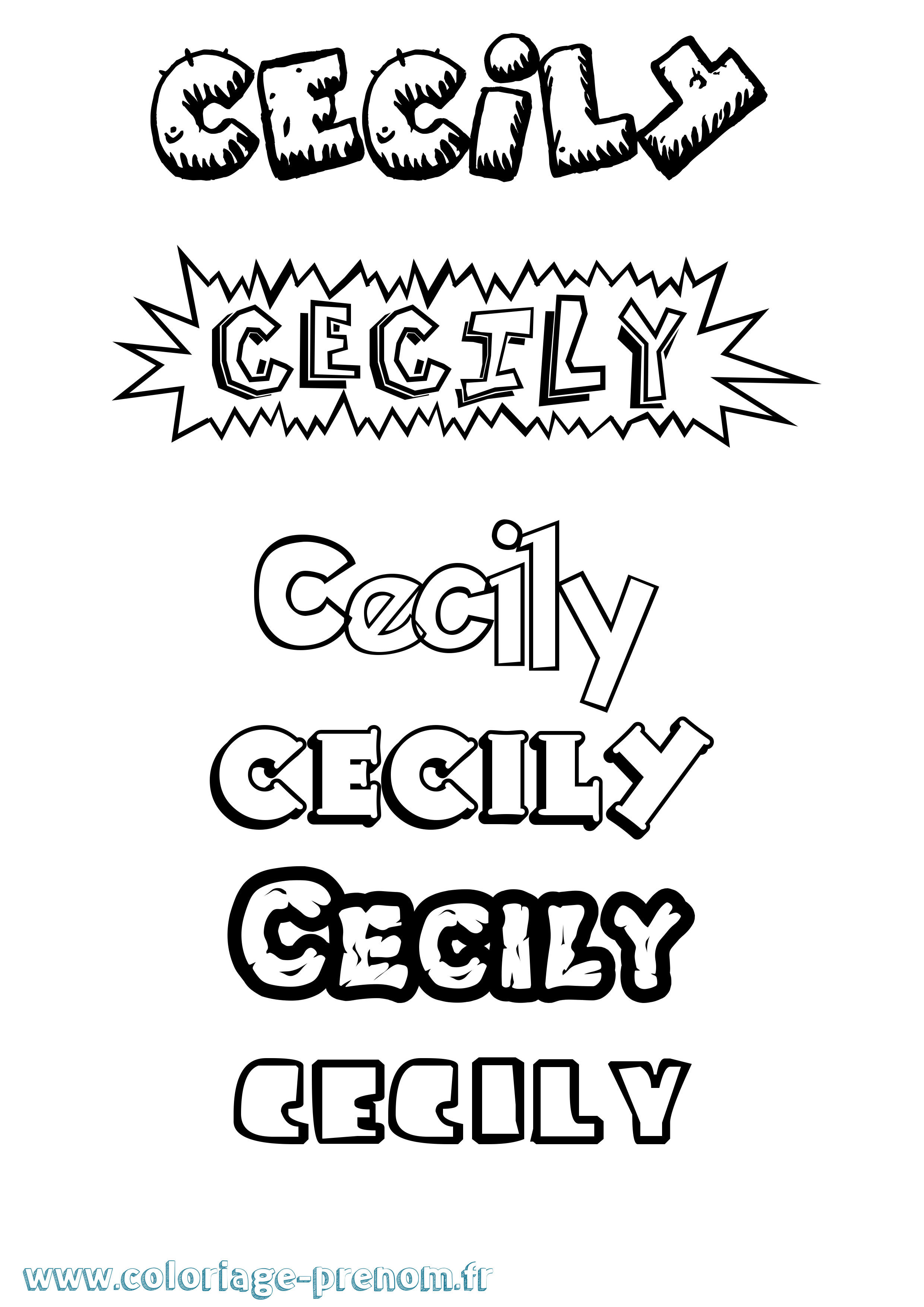 Coloriage Cecily Dessin Animé Coloriage prénom Cecily Dessin Animé