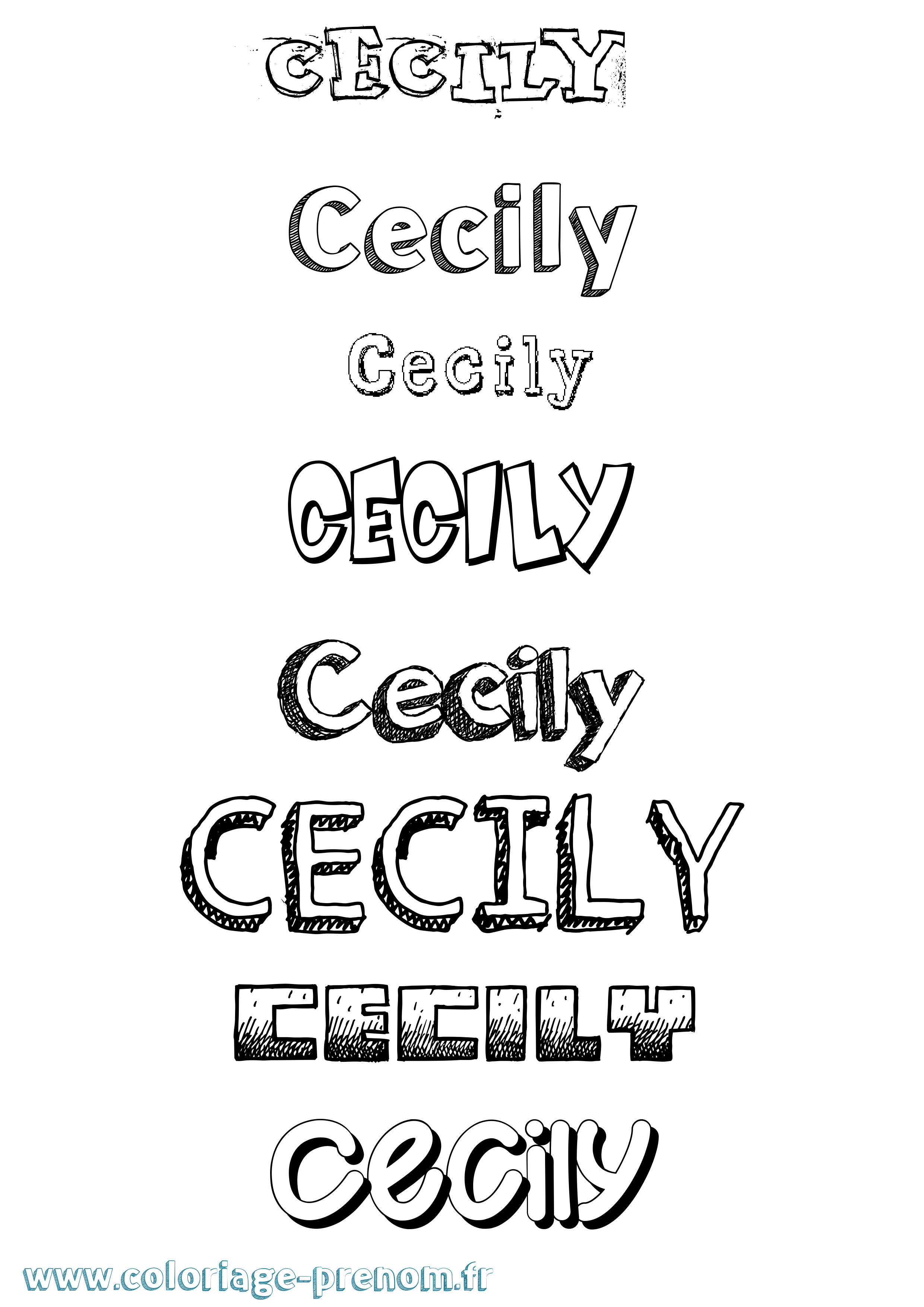 Coloriage prénom Cecily Dessiné