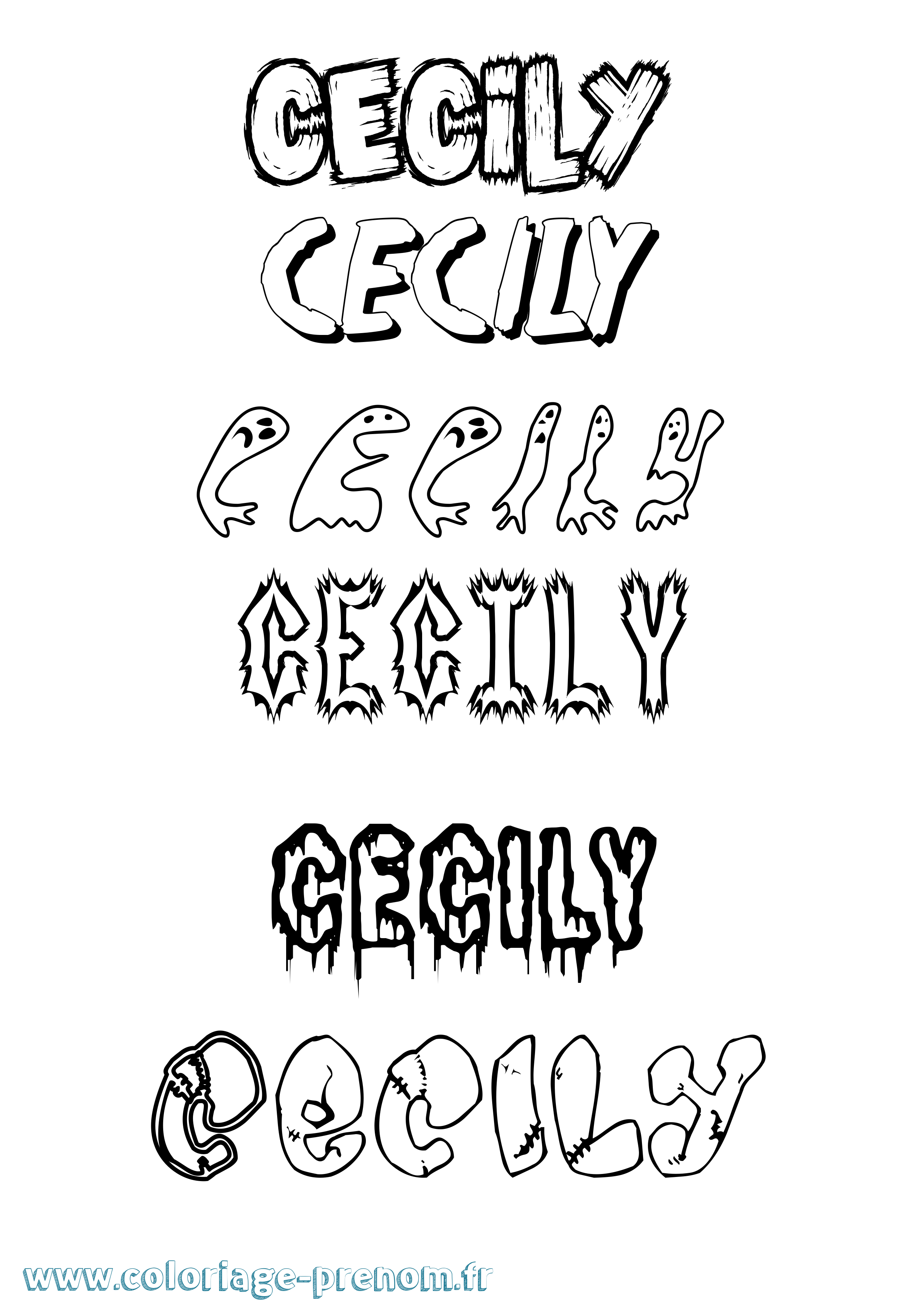 Coloriage prénom Cecily Frisson