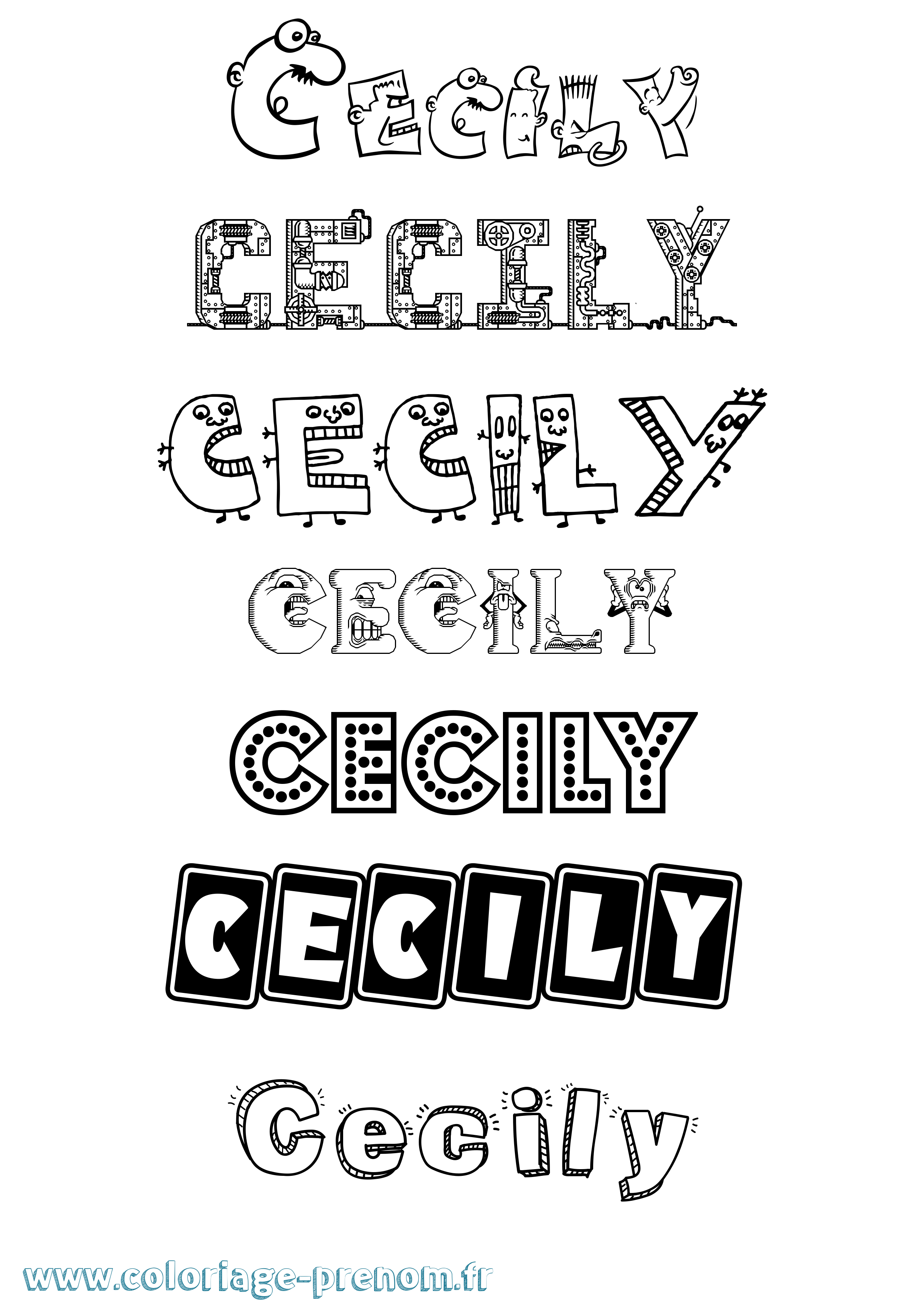 Coloriage prénom Cecily Fun