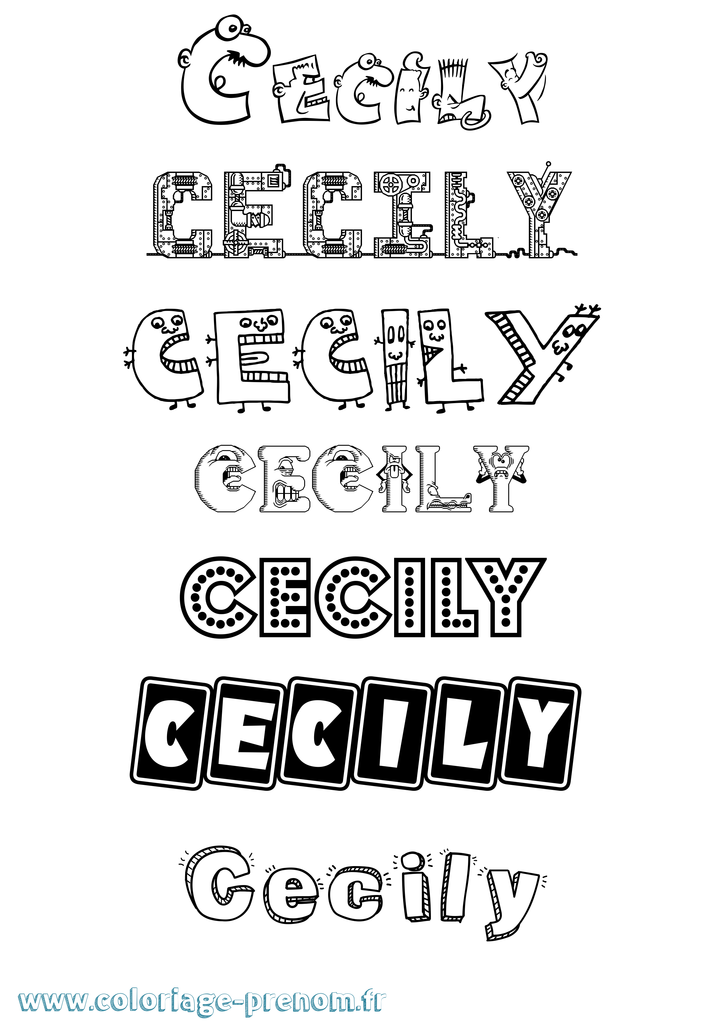 Coloriage Cecily Fun Coloriage prénom Cecily Fun