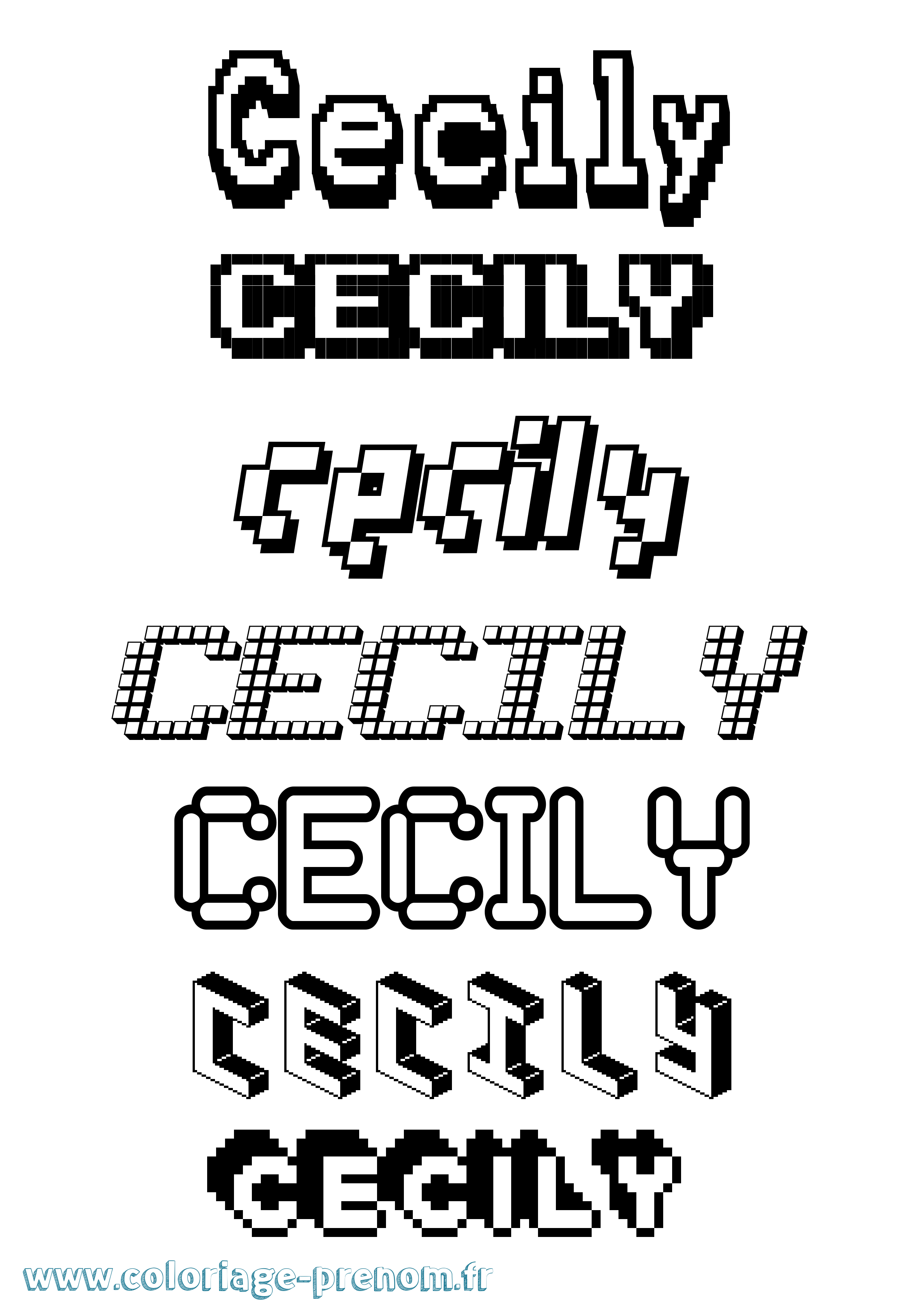 Coloriage prénom Cecily Pixel