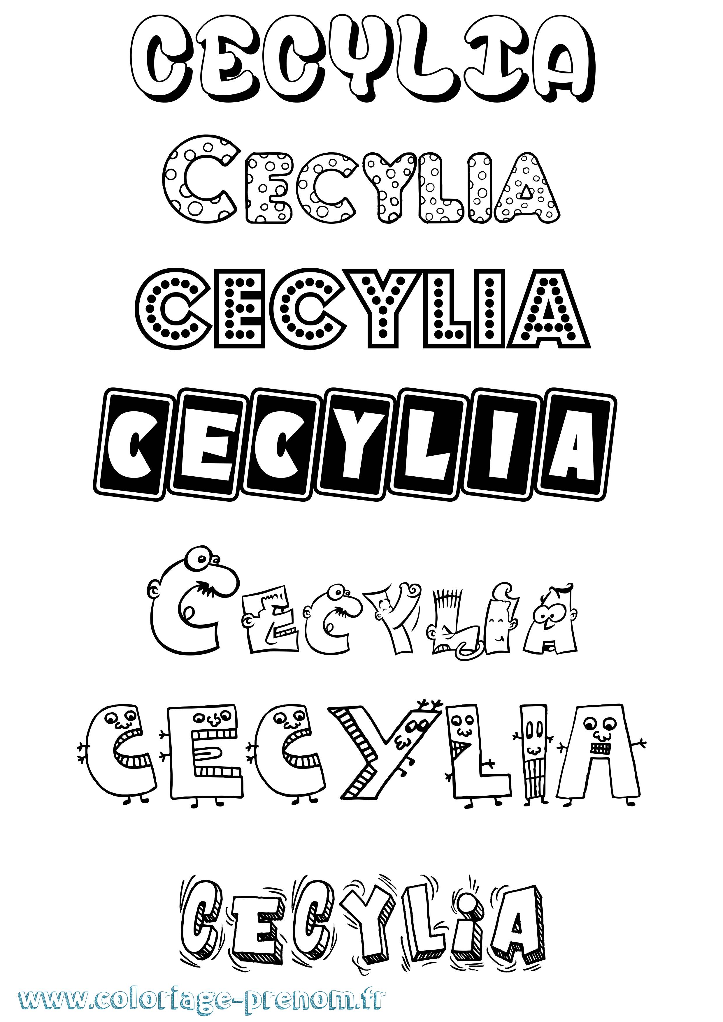 Coloriage prénom Cecylia Fun