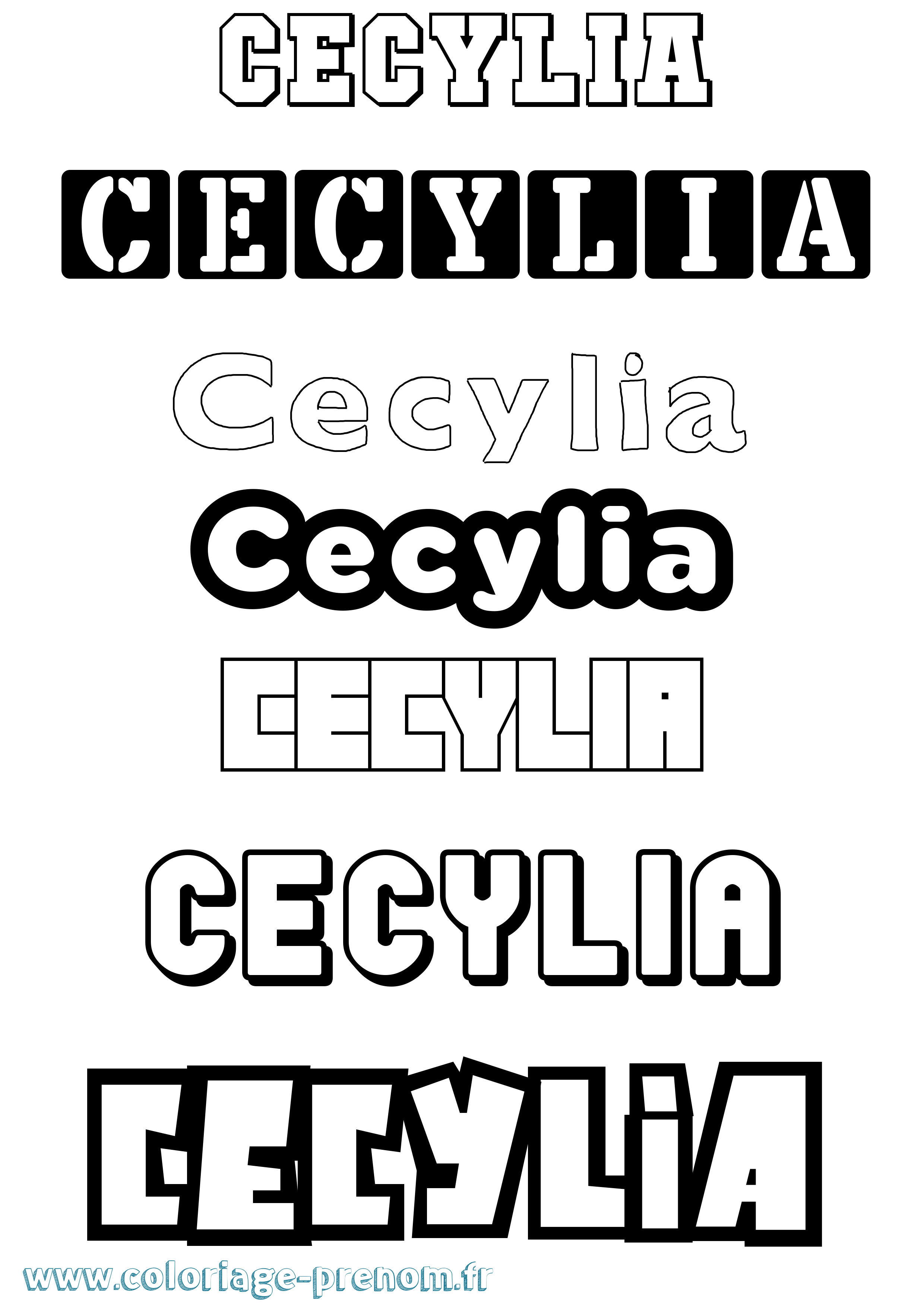 Coloriage prénom Cecylia Simple