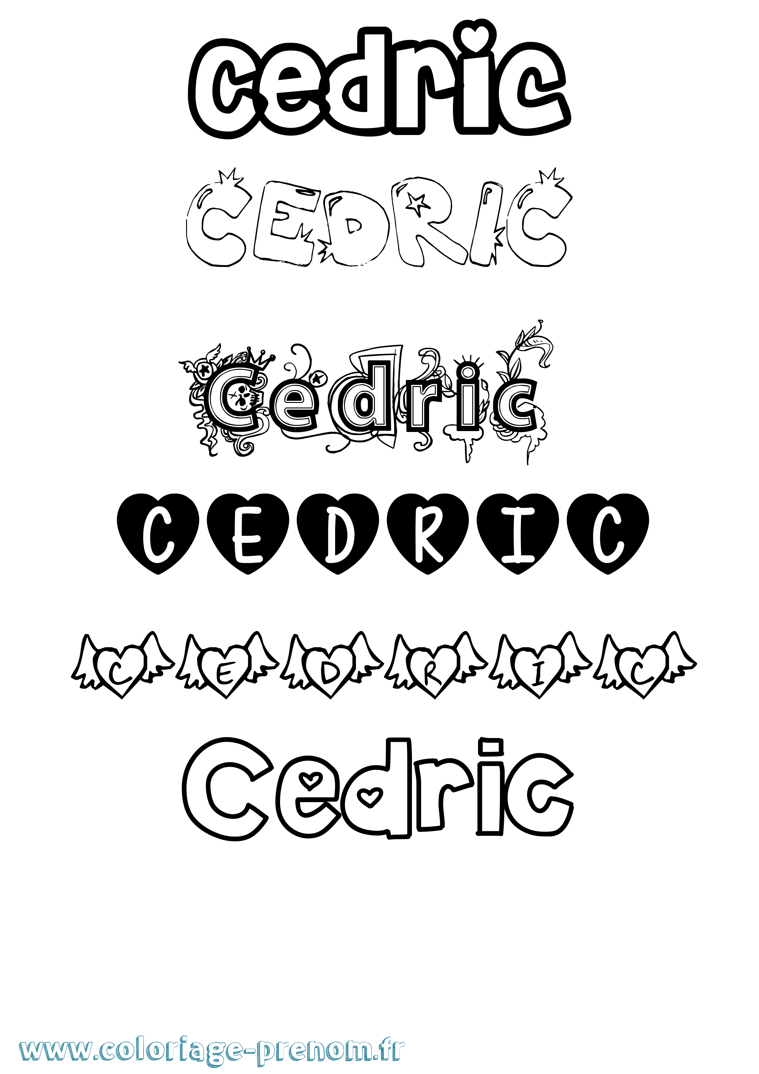 Coloriage prénom Cedric Girly