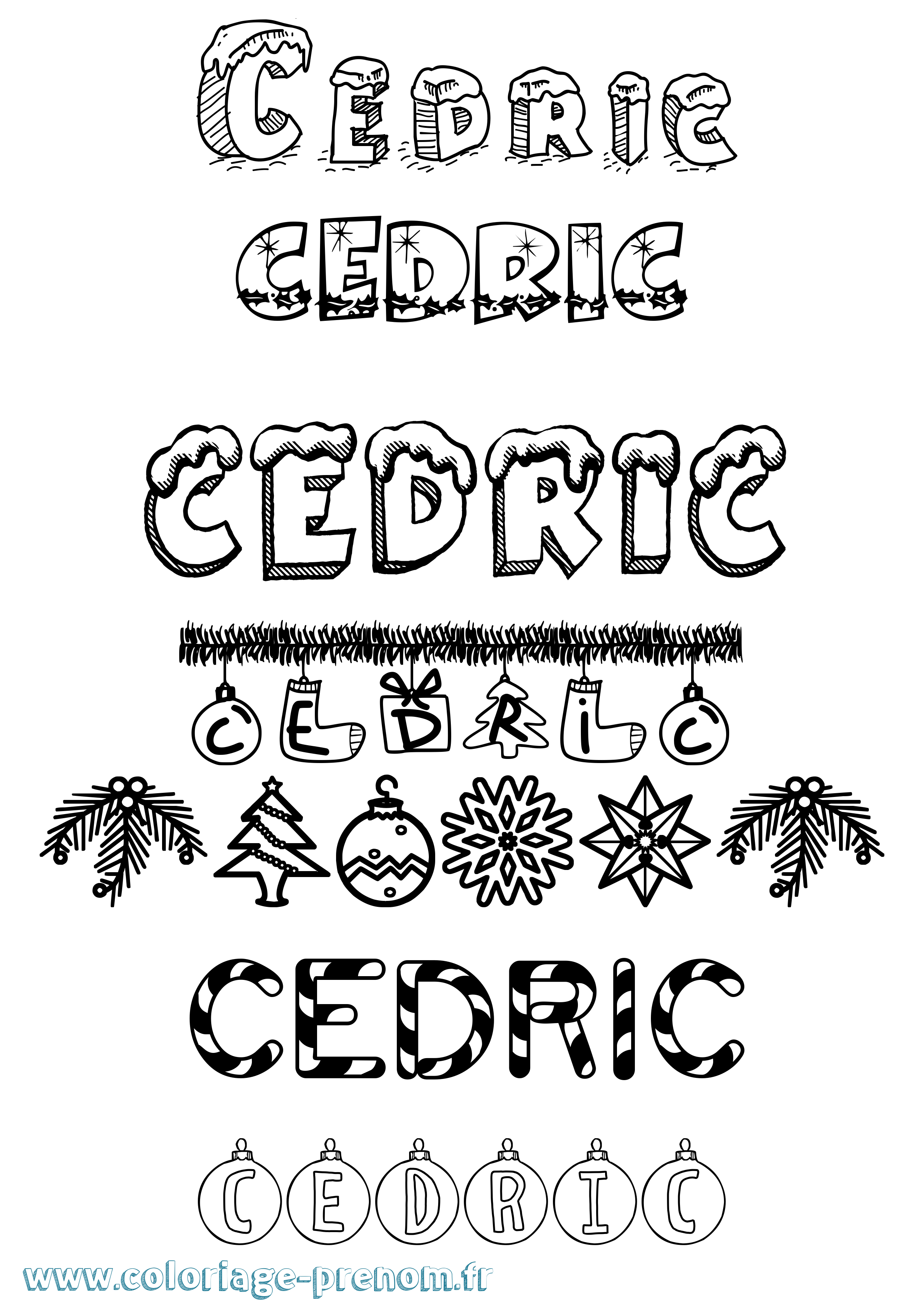Coloriage prénom Cedric Noël