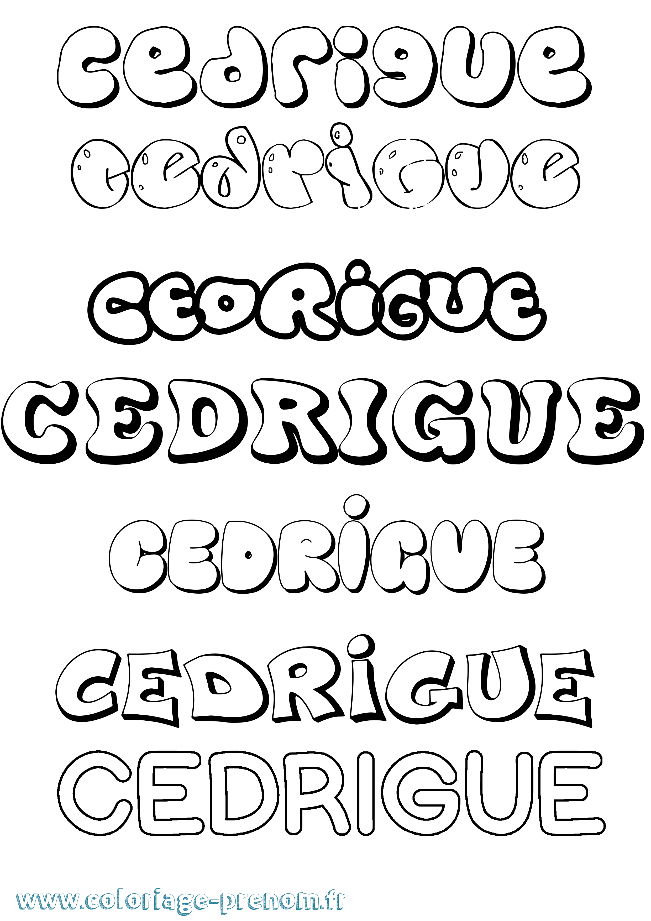 Coloriage prénom Cedrigue Bubble