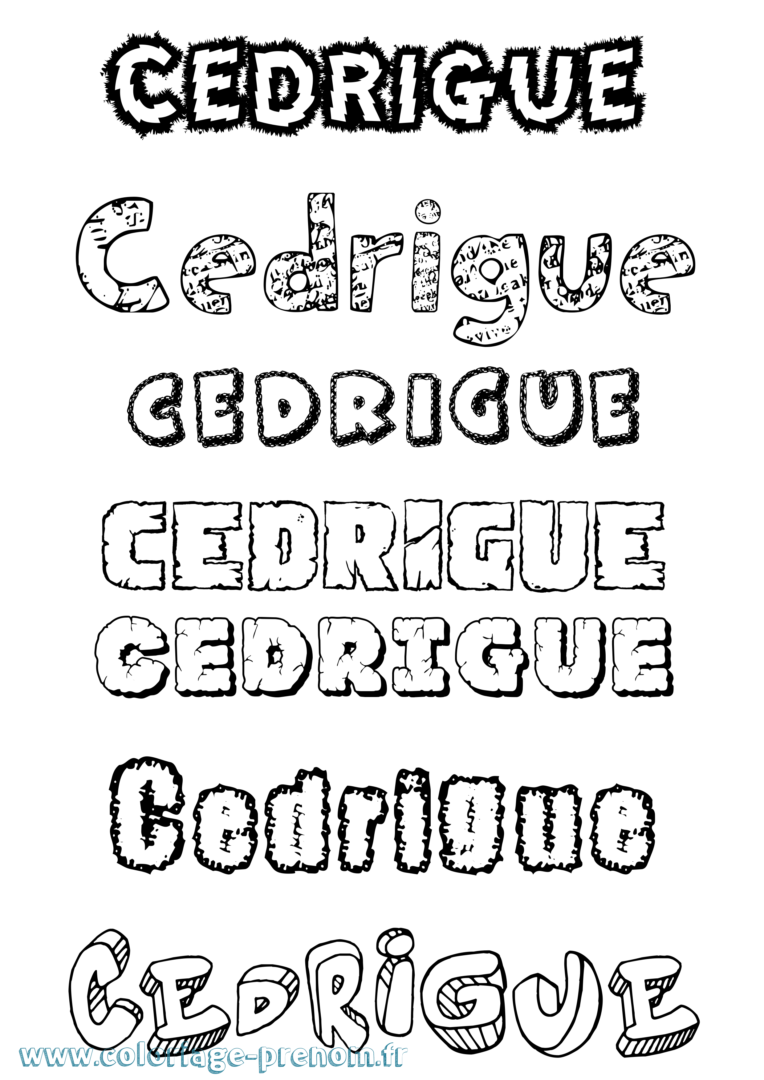 Coloriage prénom Cedrigue Destructuré