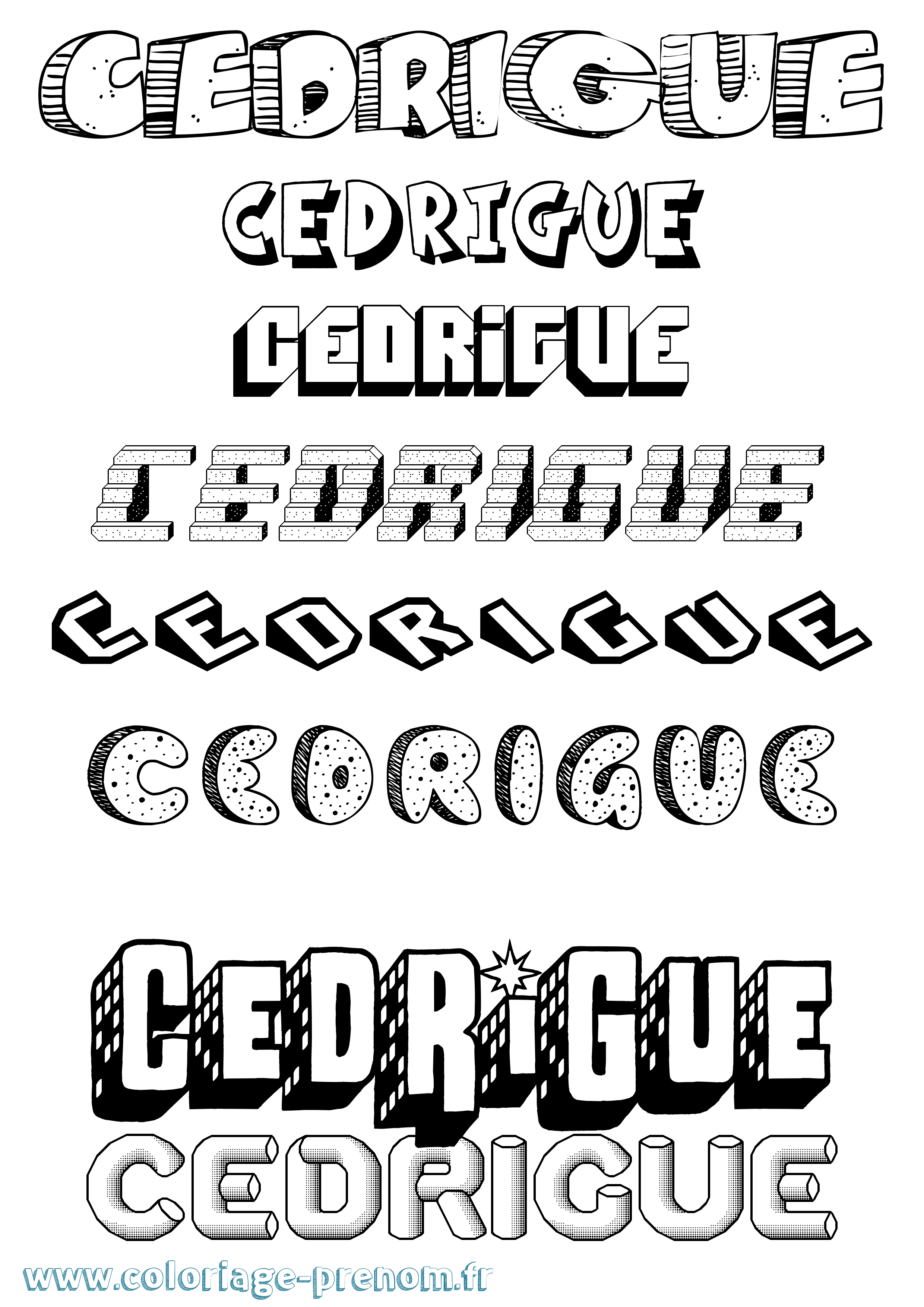 Coloriage prénom Cedrigue Effet 3D