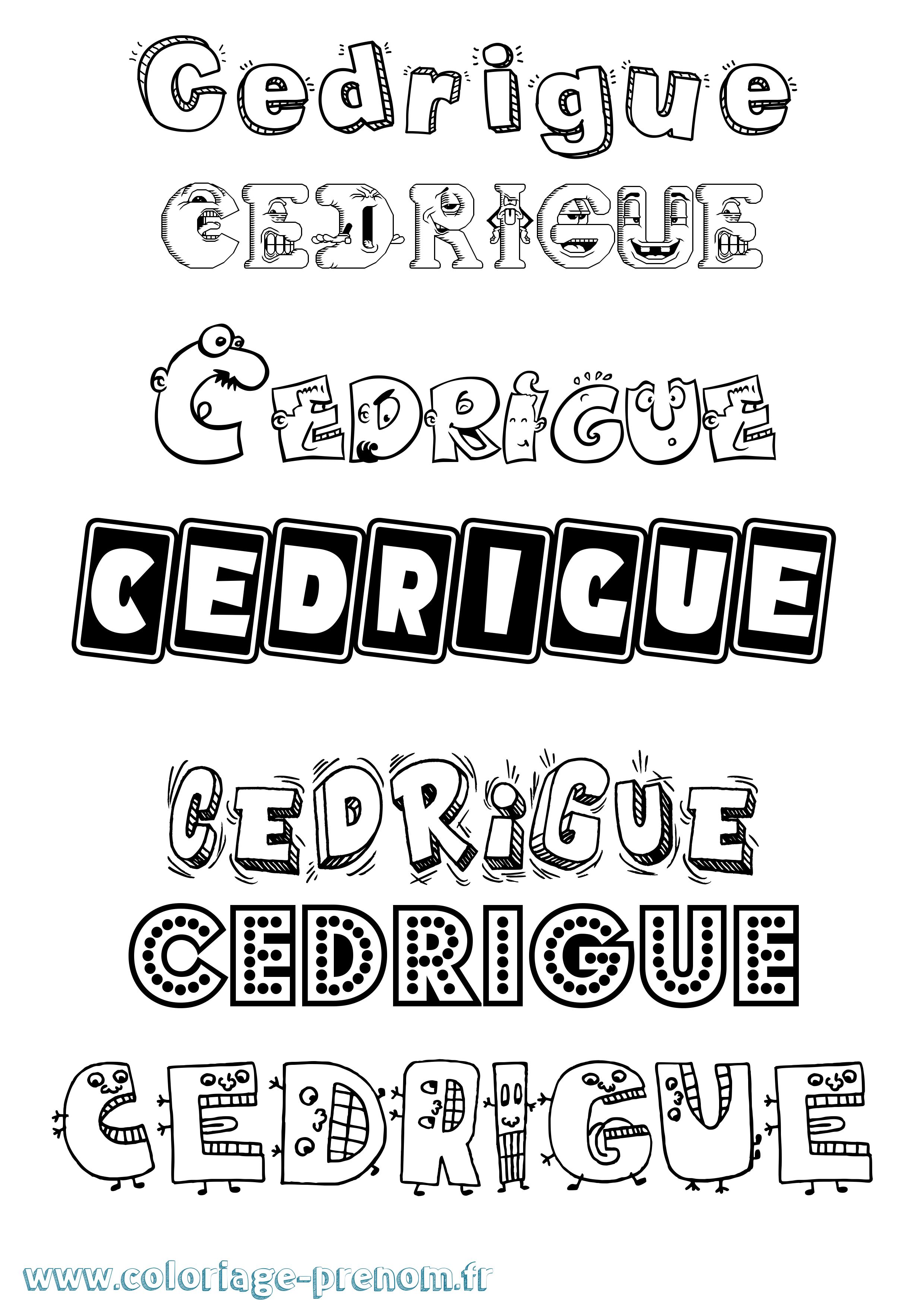 Coloriage prénom Cedrigue Fun