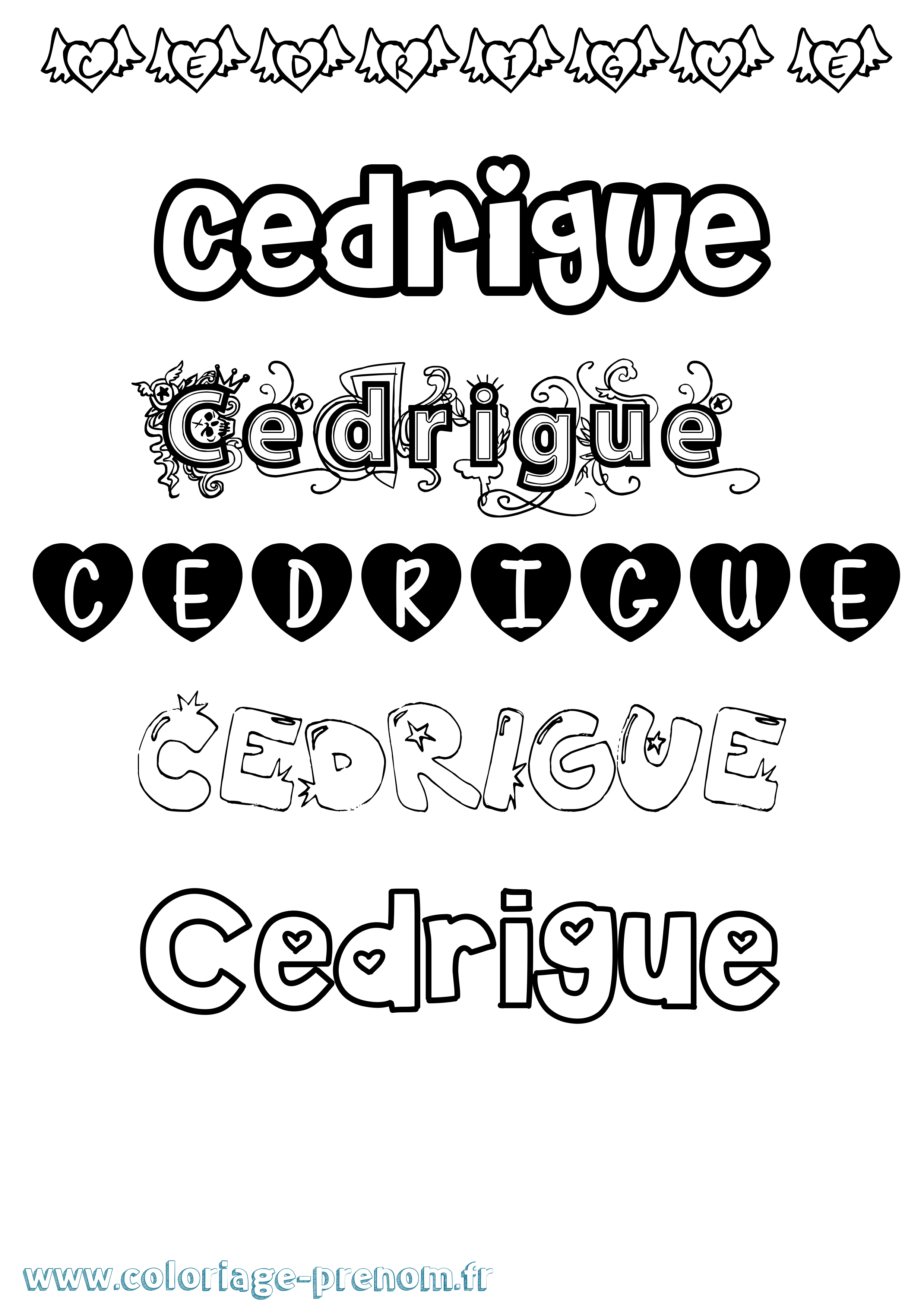 Coloriage prénom Cedrigue Girly