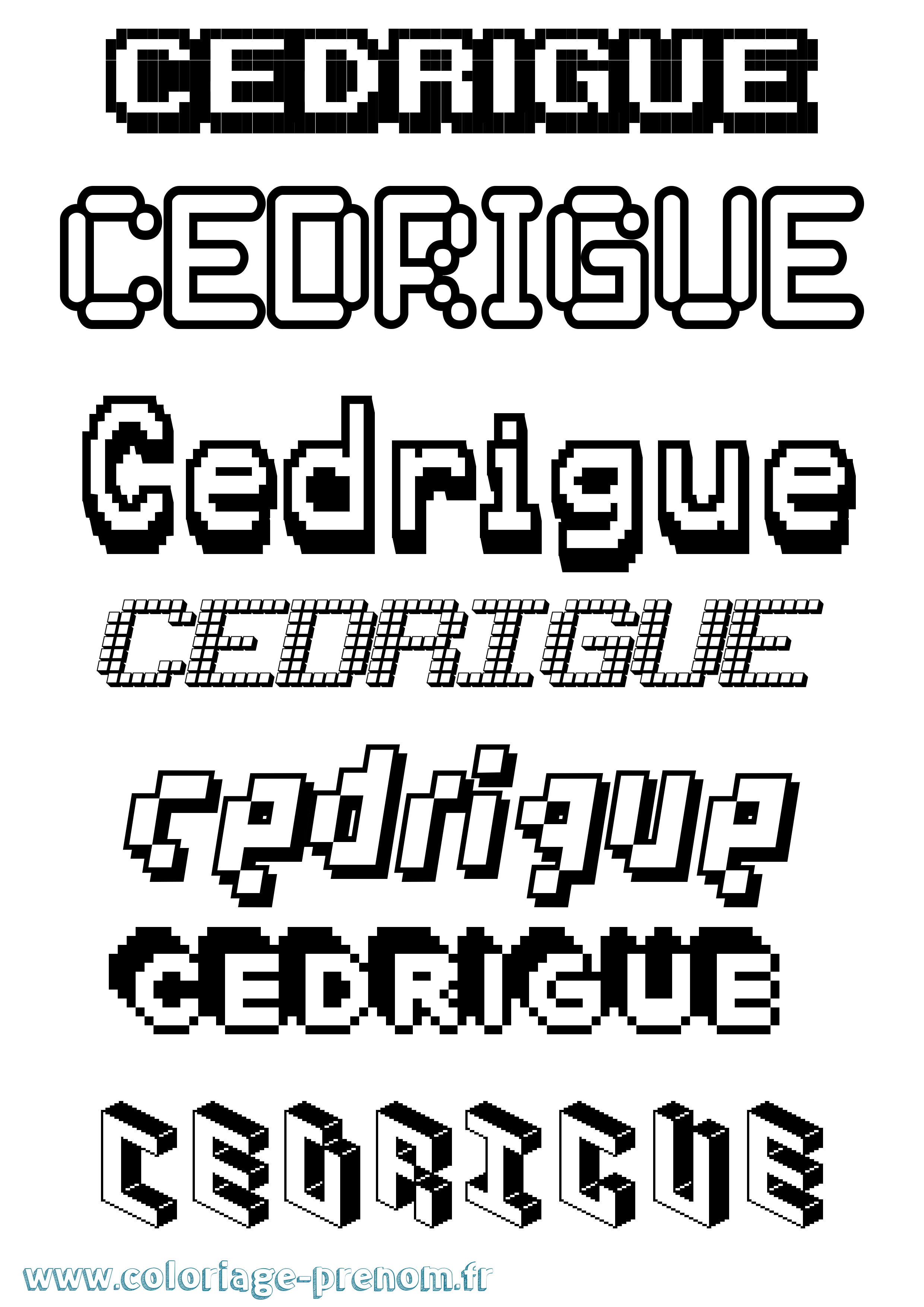 Coloriage prénom Cedrigue Pixel