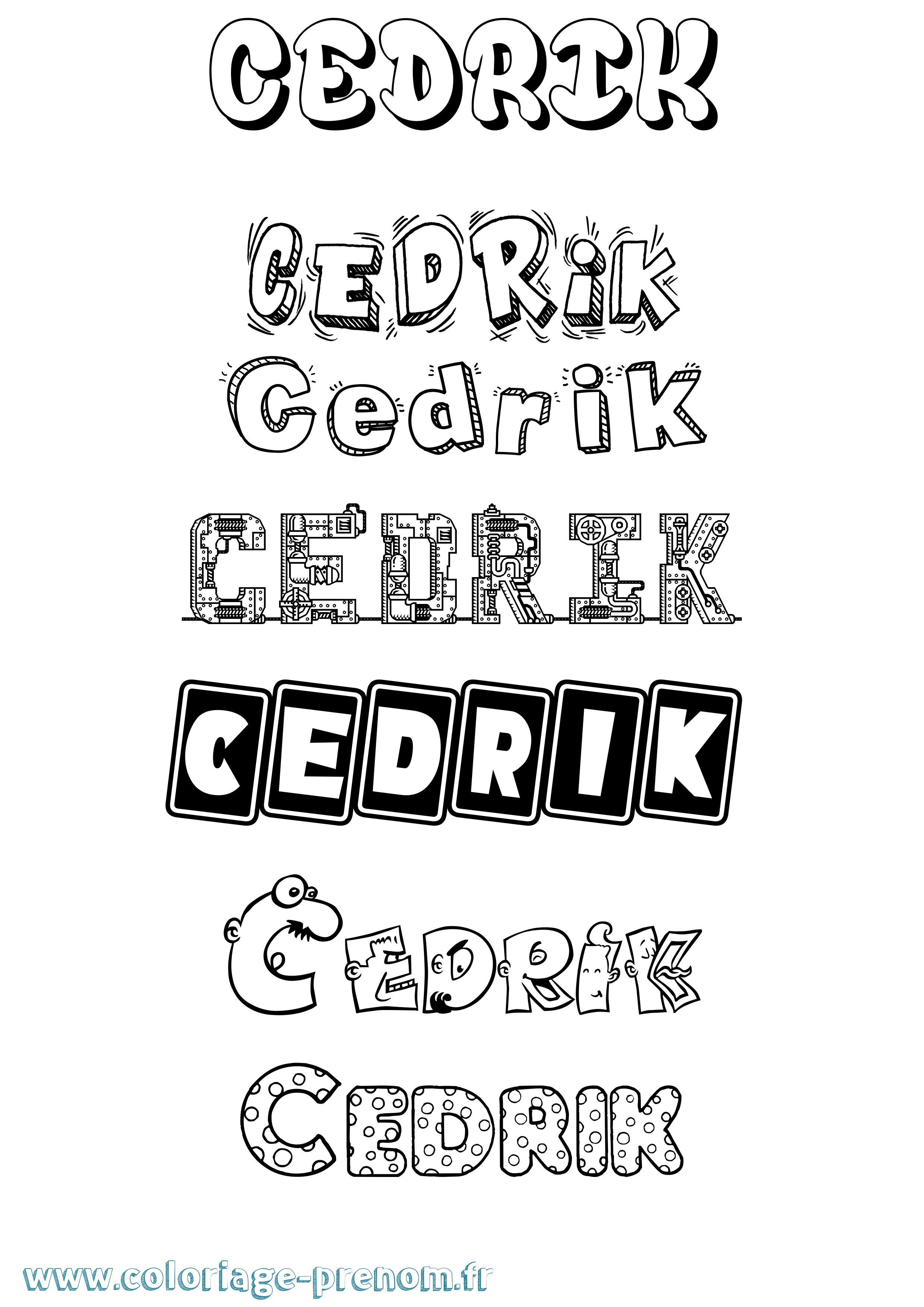 Coloriage prénom Cedrik Fun