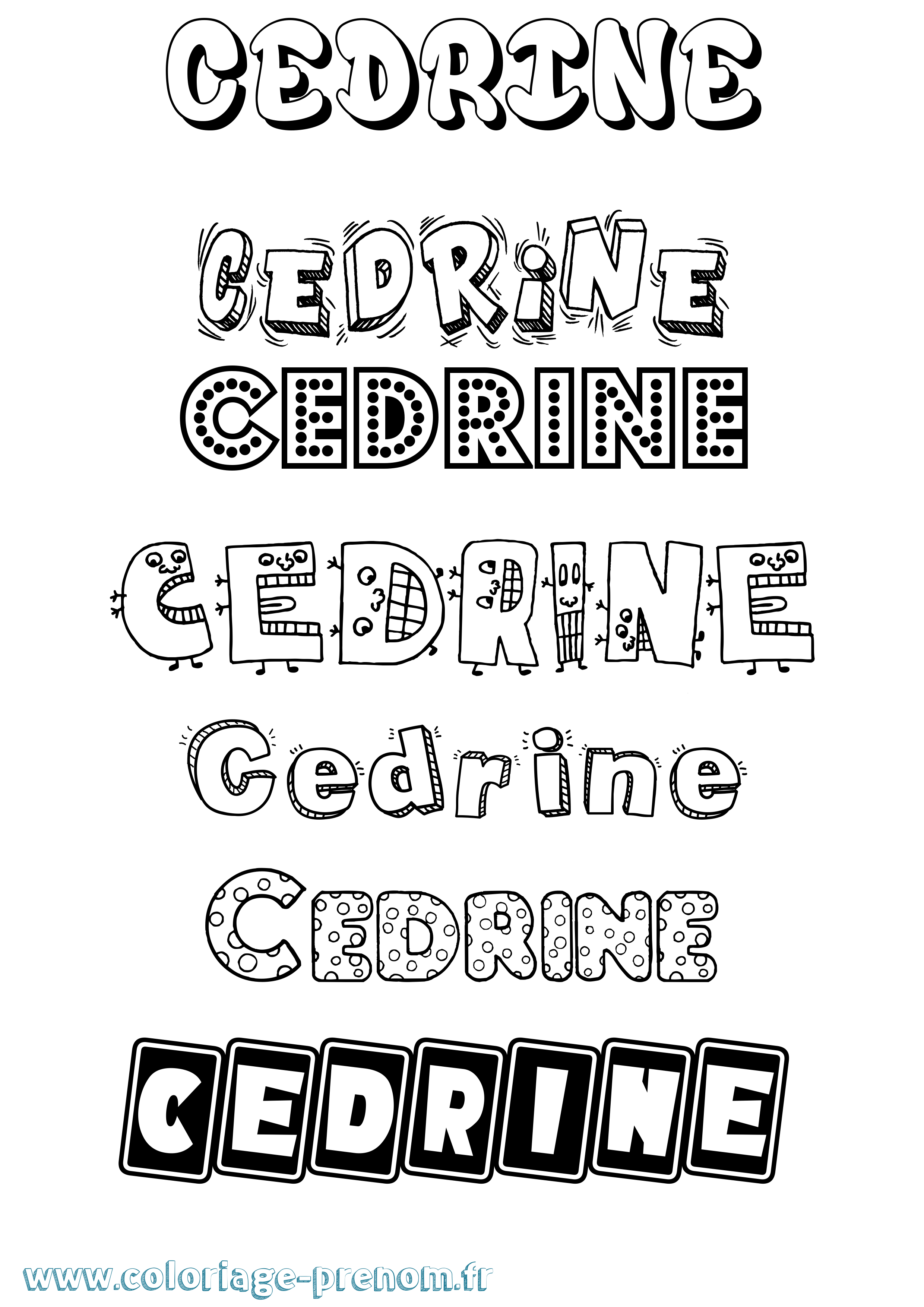 Coloriage prénom Cedrine Fun