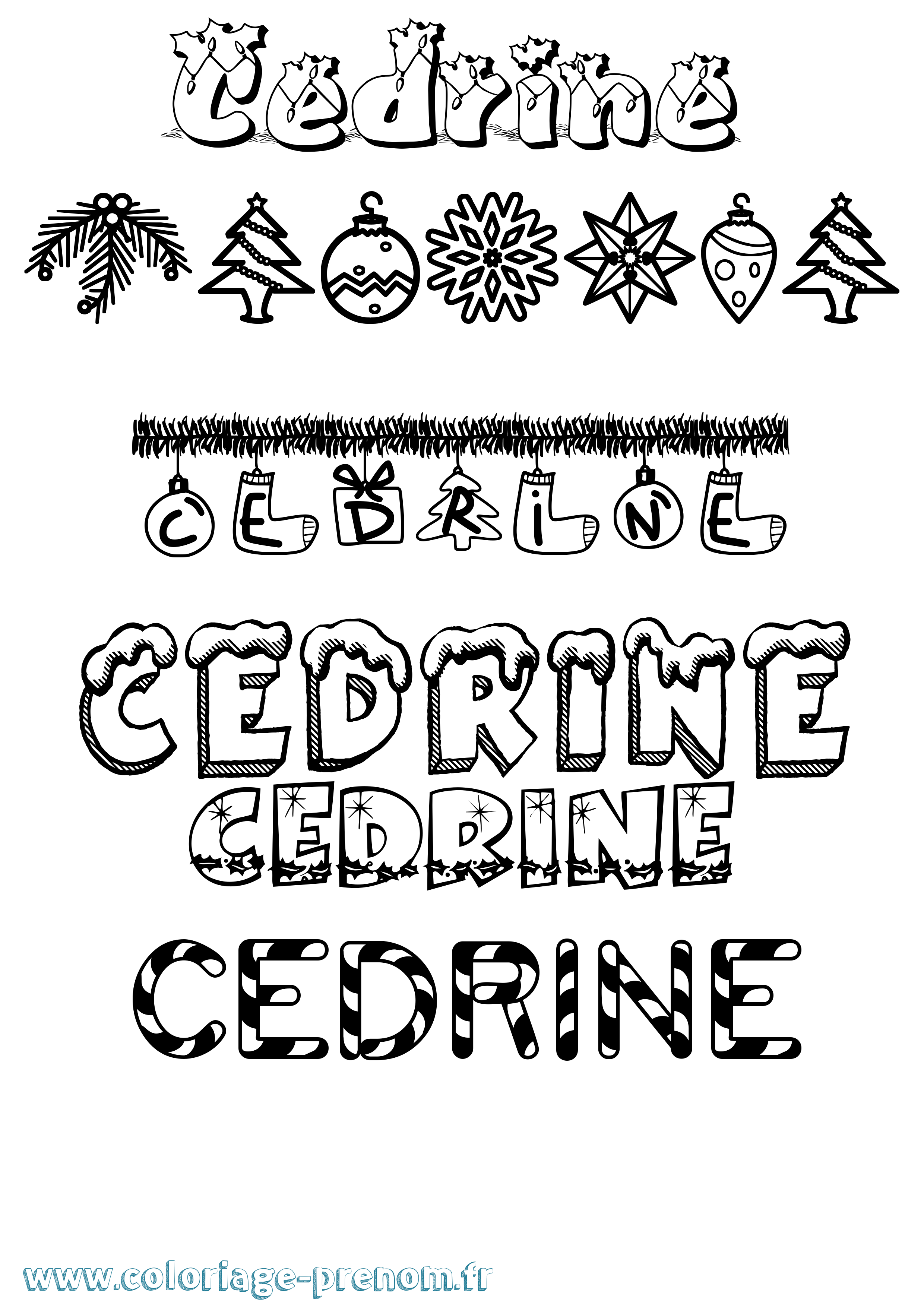 Coloriage prénom Cedrine Noël