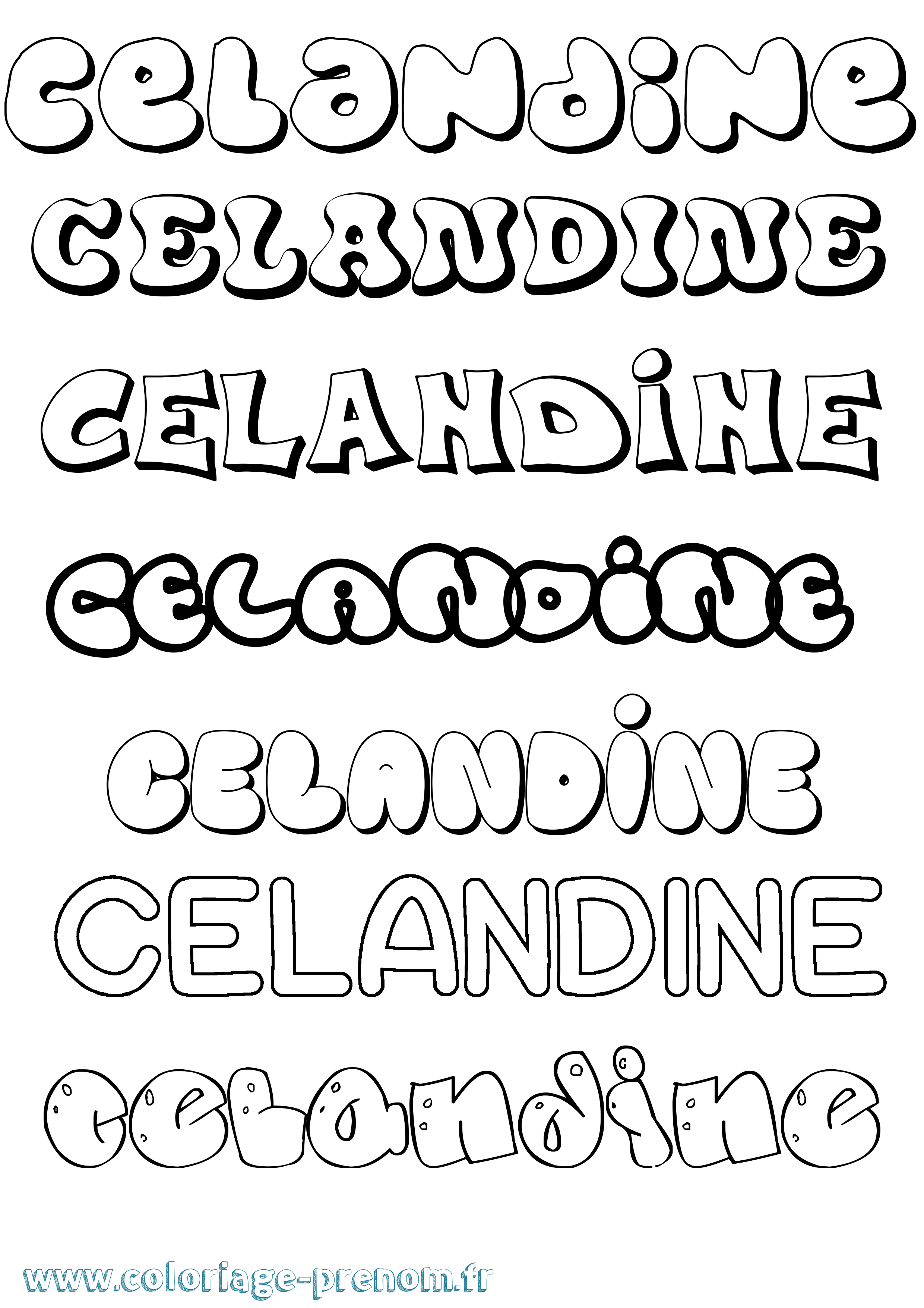 Coloriage prénom Celandine Bubble