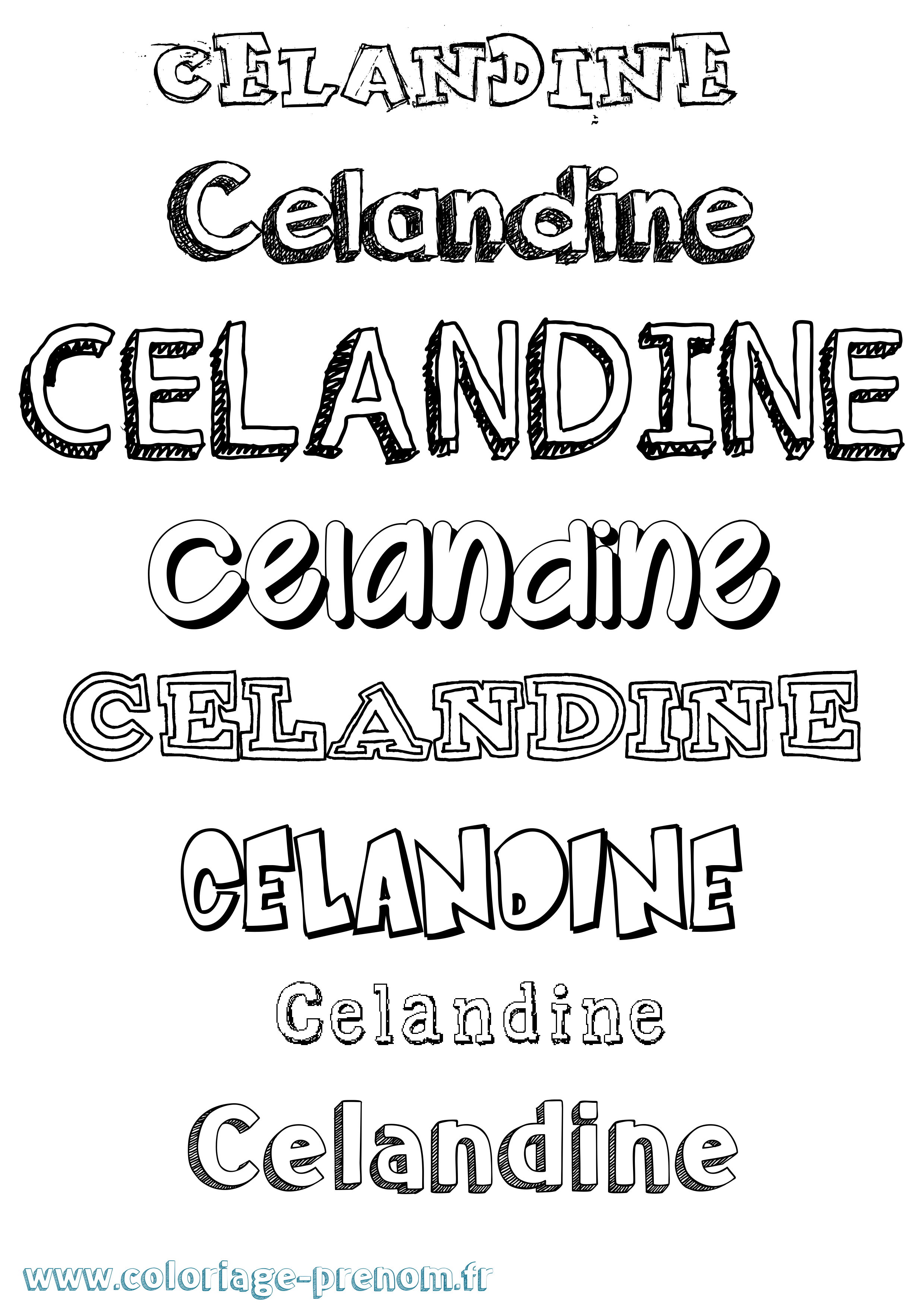 Coloriage prénom Celandine Dessiné