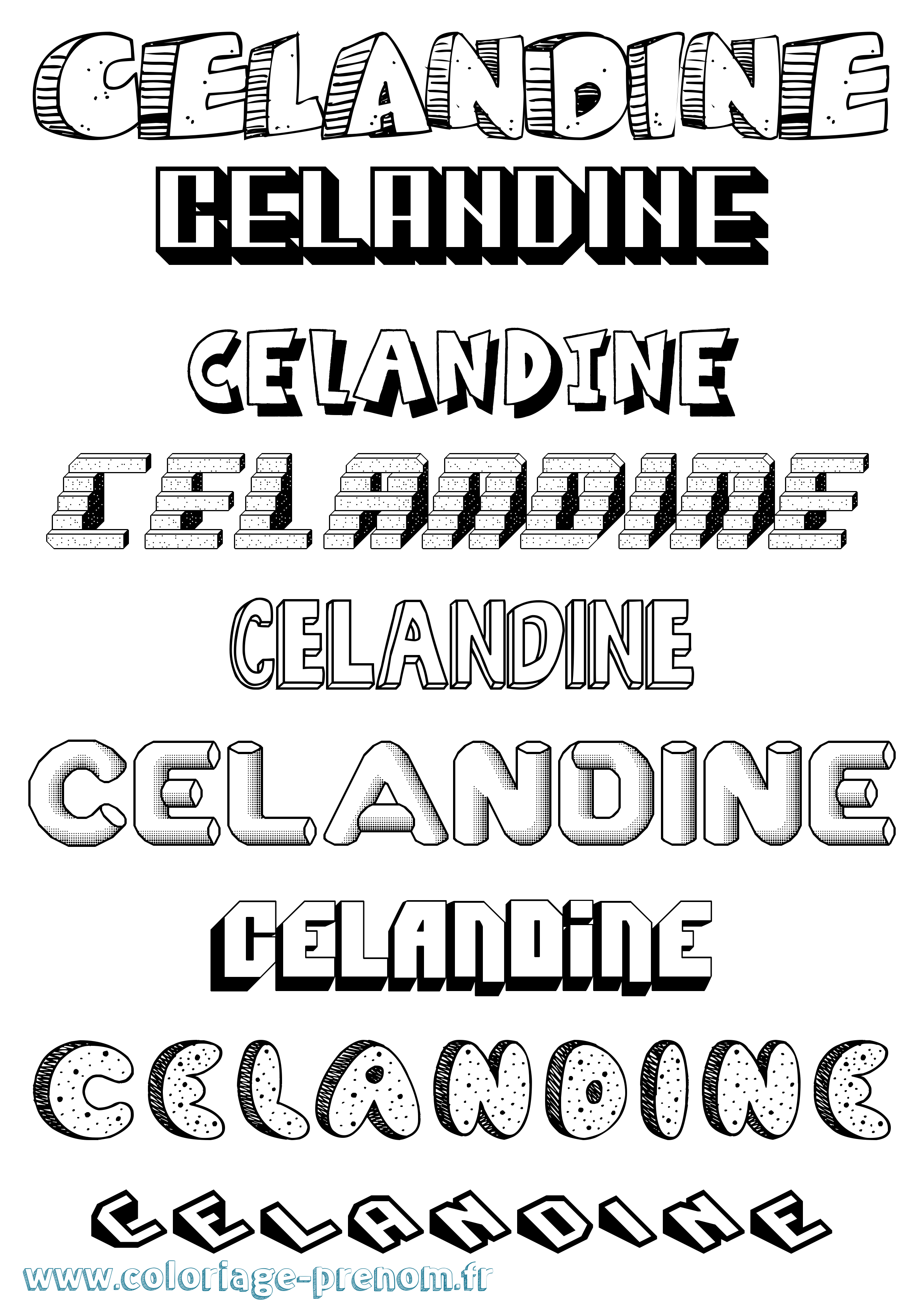 Coloriage prénom Celandine Effet 3D